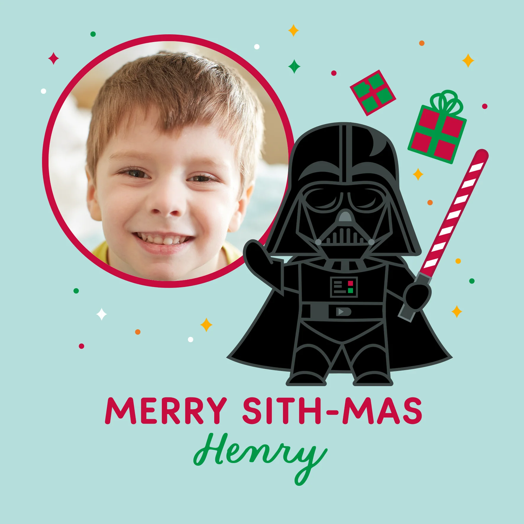 Personalised Photo Upload & Editable Star Wars™ Darth Vader Christmas Card