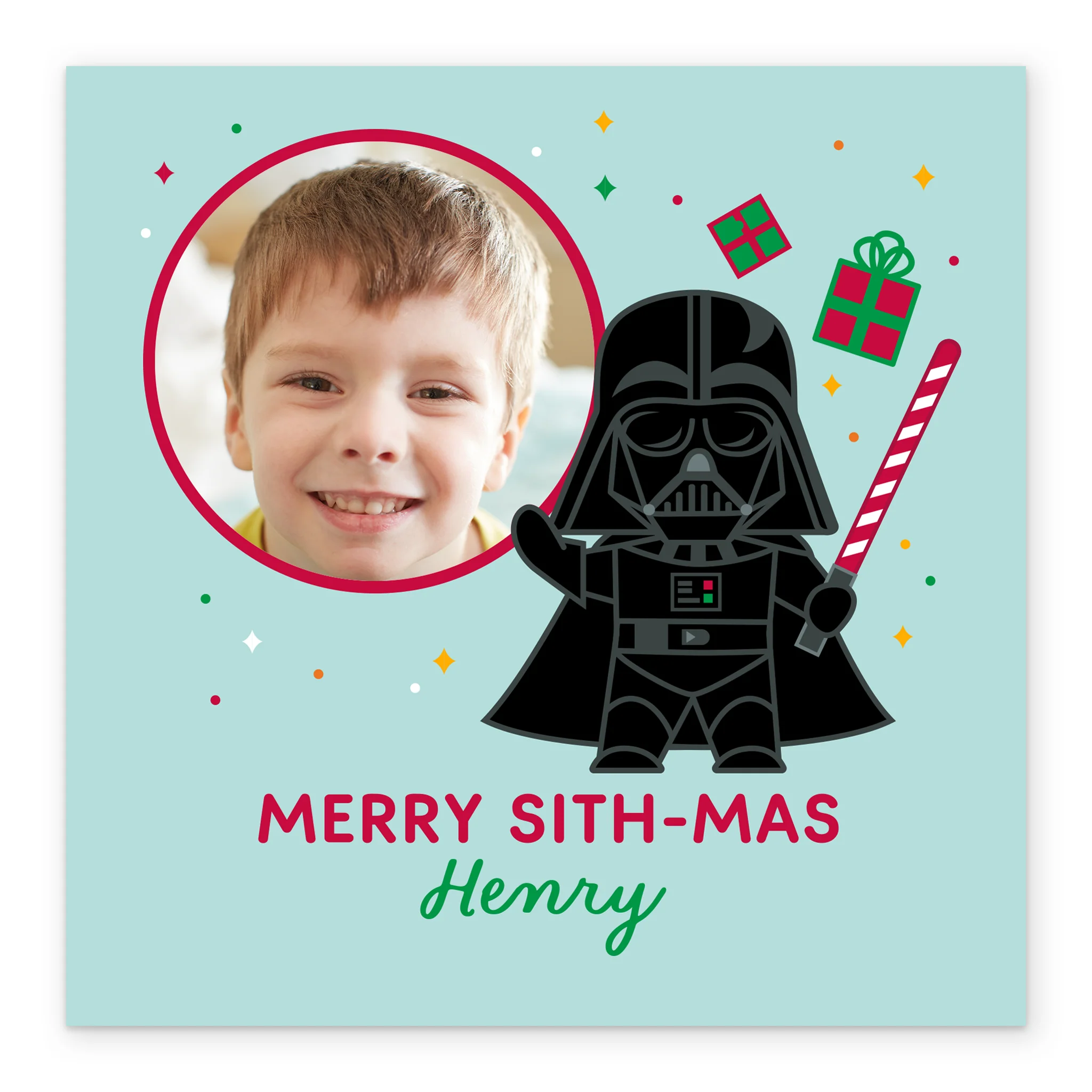Personalised Photo Upload & Editable Star Wars™ Darth Vader Christmas Card - Image 2