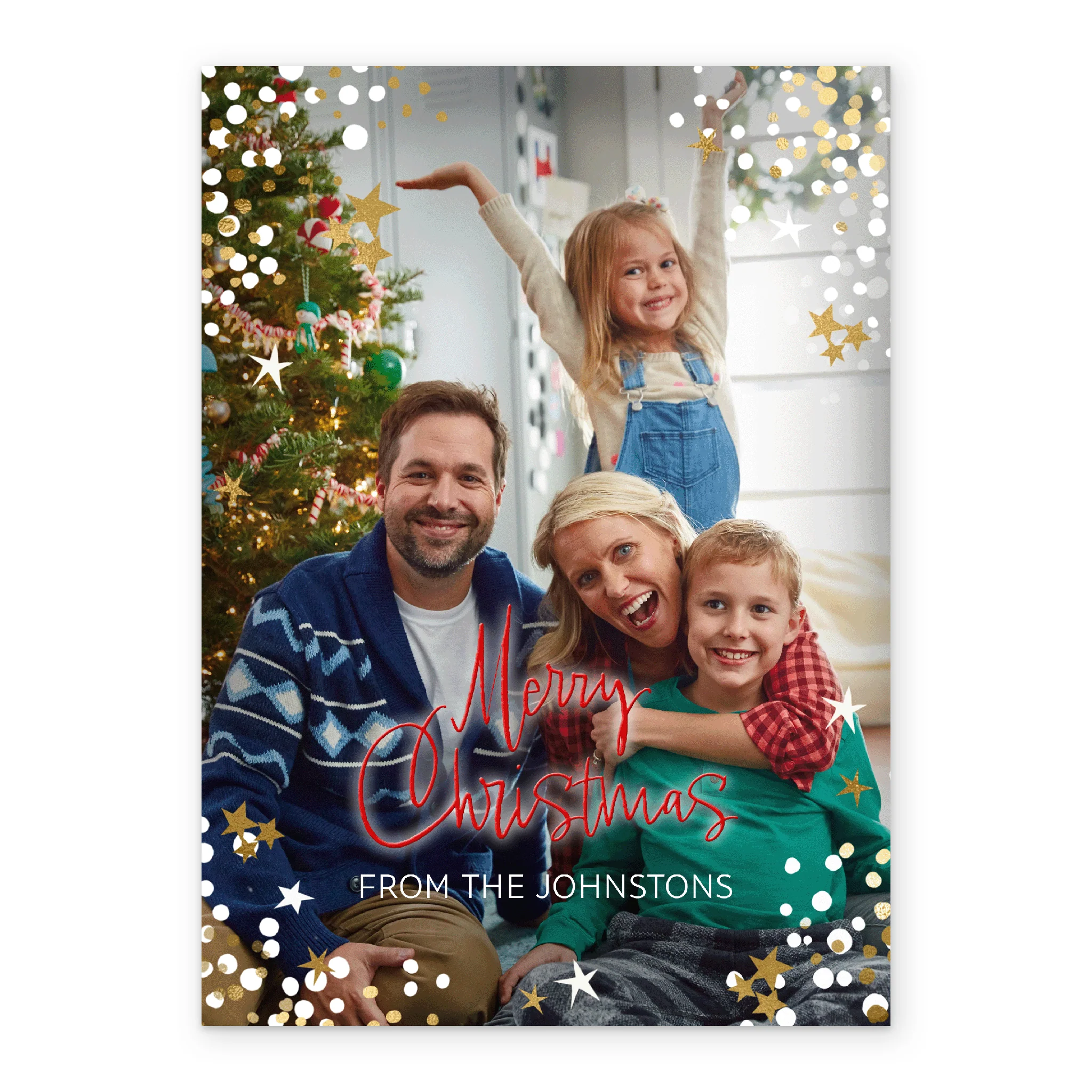 Personalised Photo Upload & Editable Stars & Sparkles Christmas Card - Image 2
