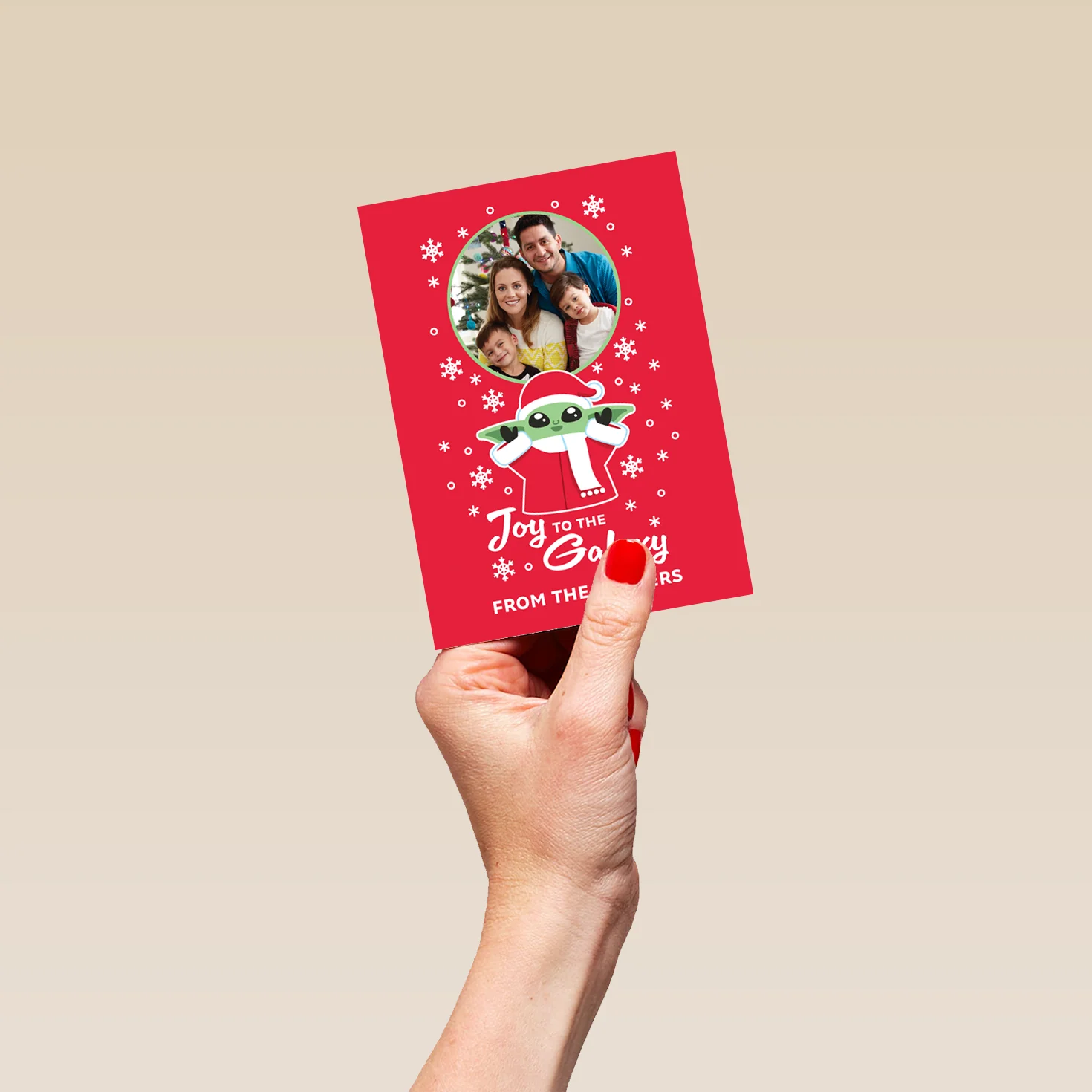 Personalised Photo Upload & Editable The Mandalorian™ Cute Grogu™ Christmas Card - Image 4