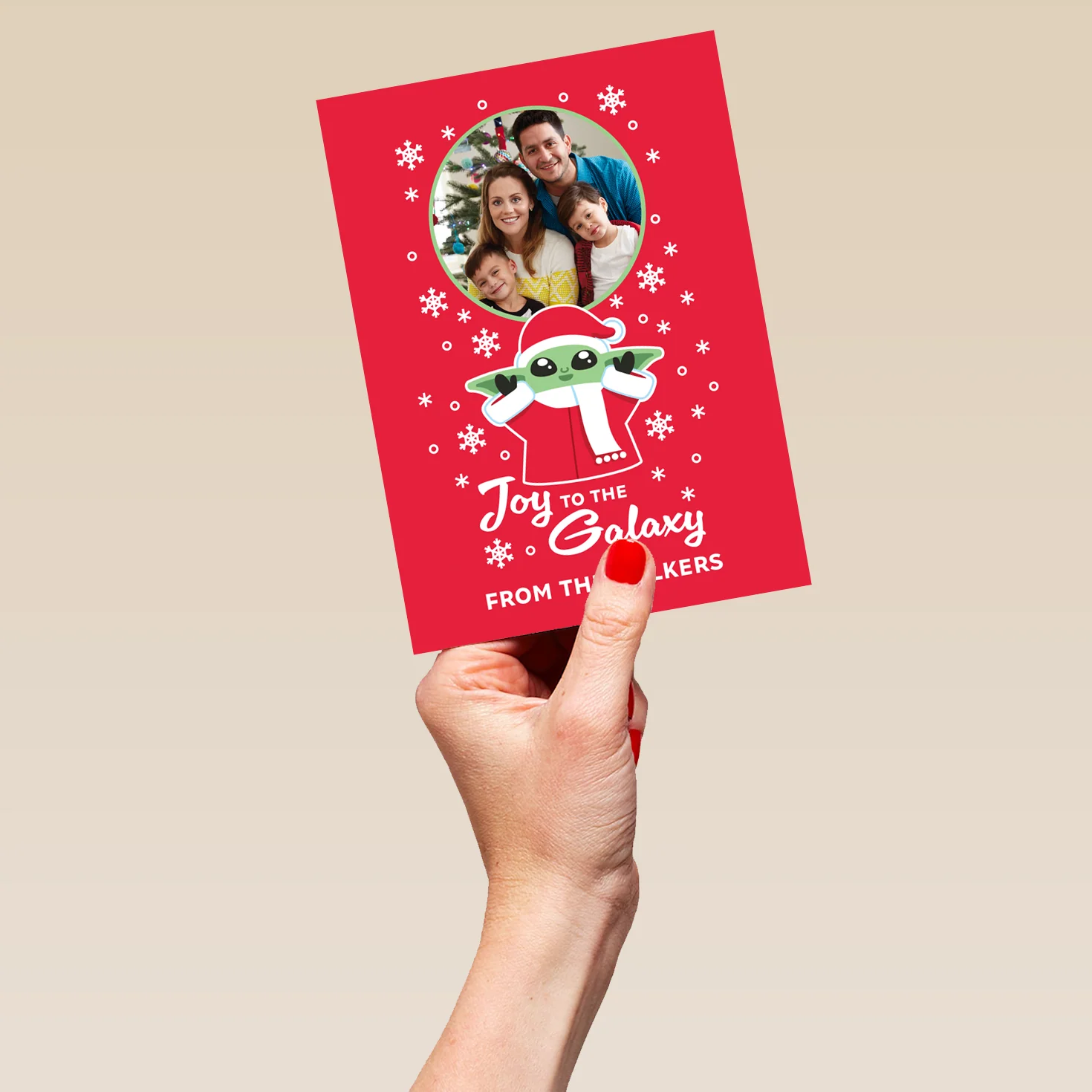 Personalised Photo Upload & Editable The Mandalorian™ Cute Grogu™ Christmas Card - Image 5