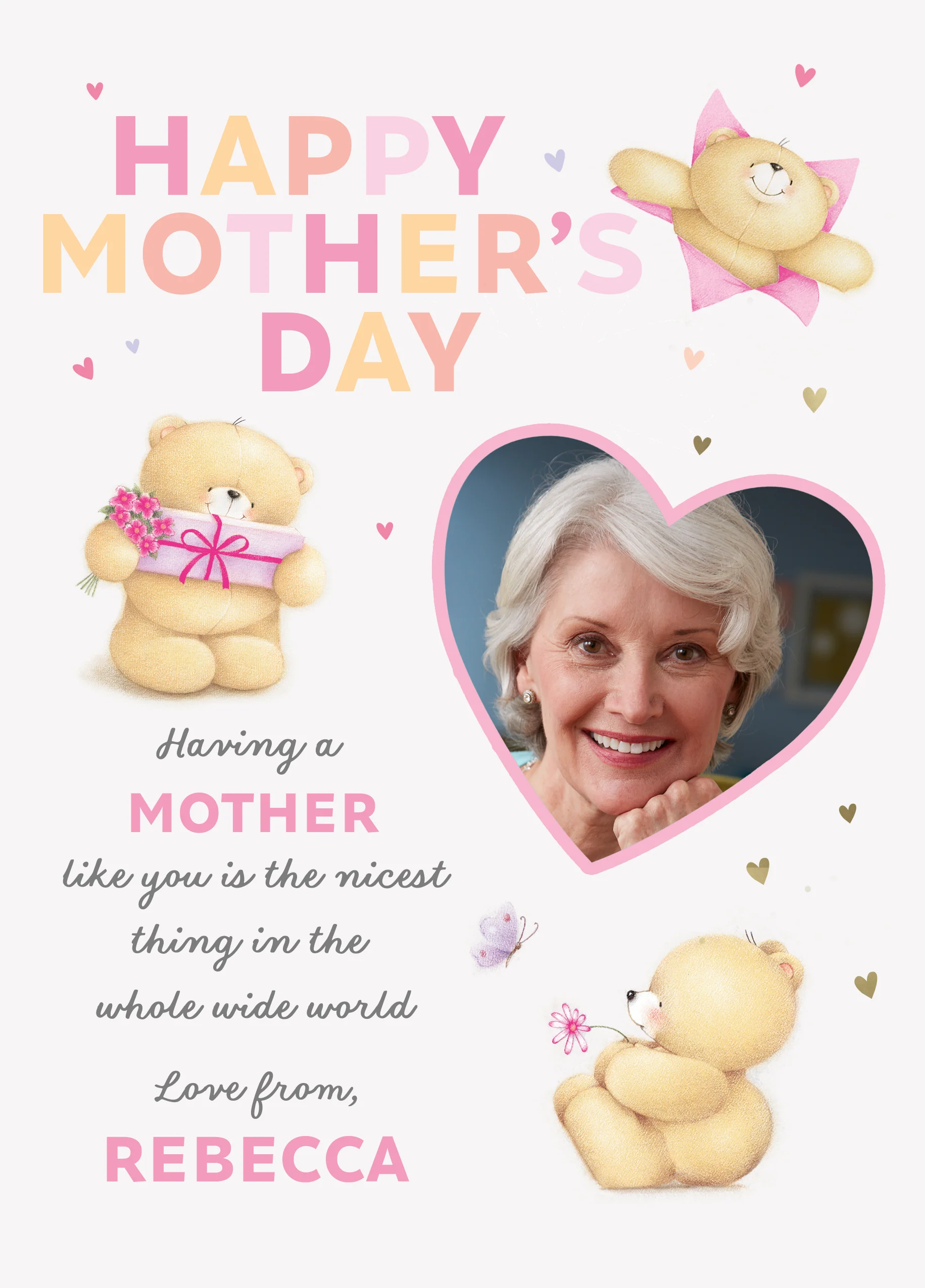 Personalised Photo Upload Forever Friends Bears Mother's Day Card