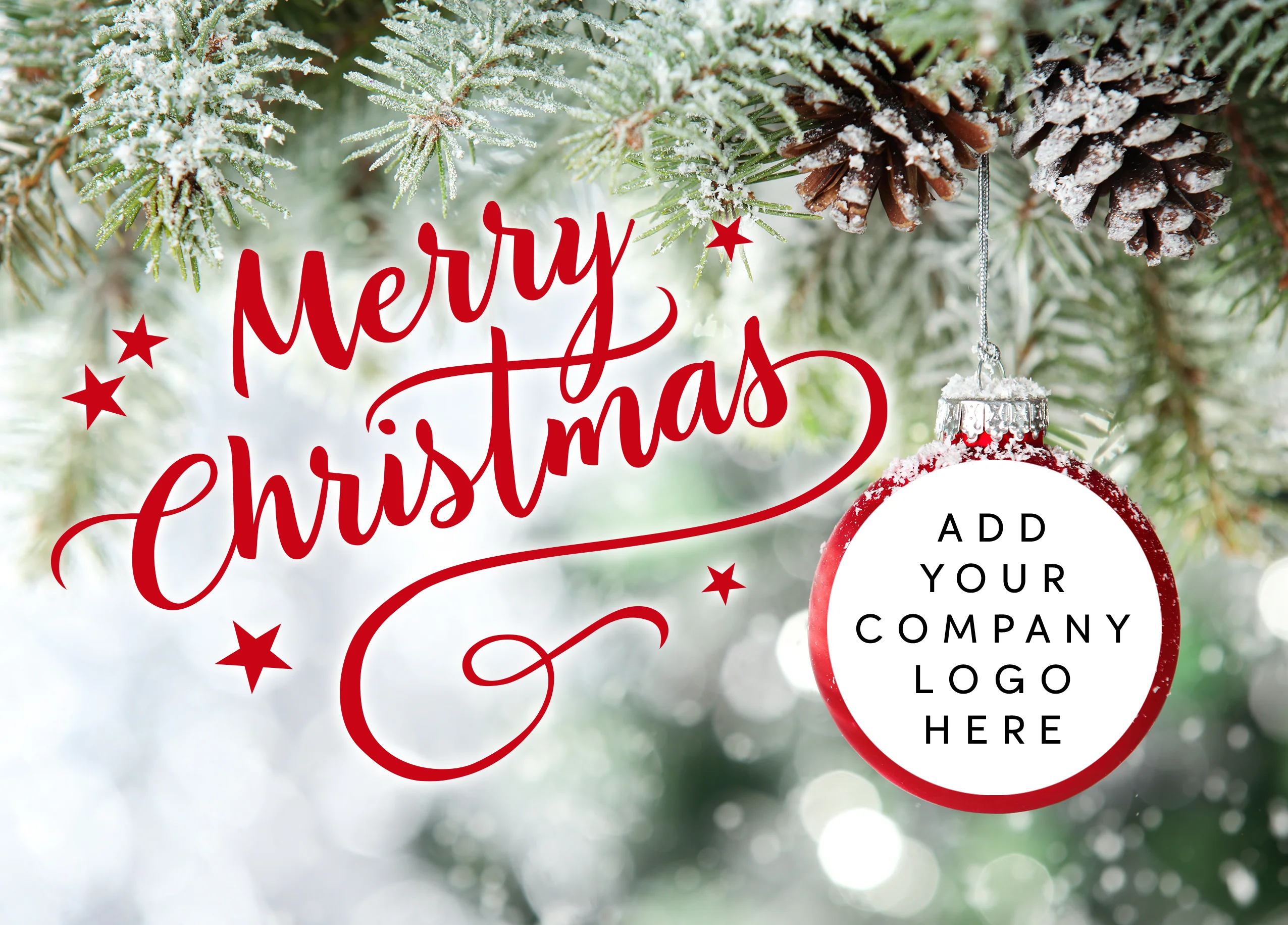 Personalised Photo Upload Frosty Pine Tree Christmas Card