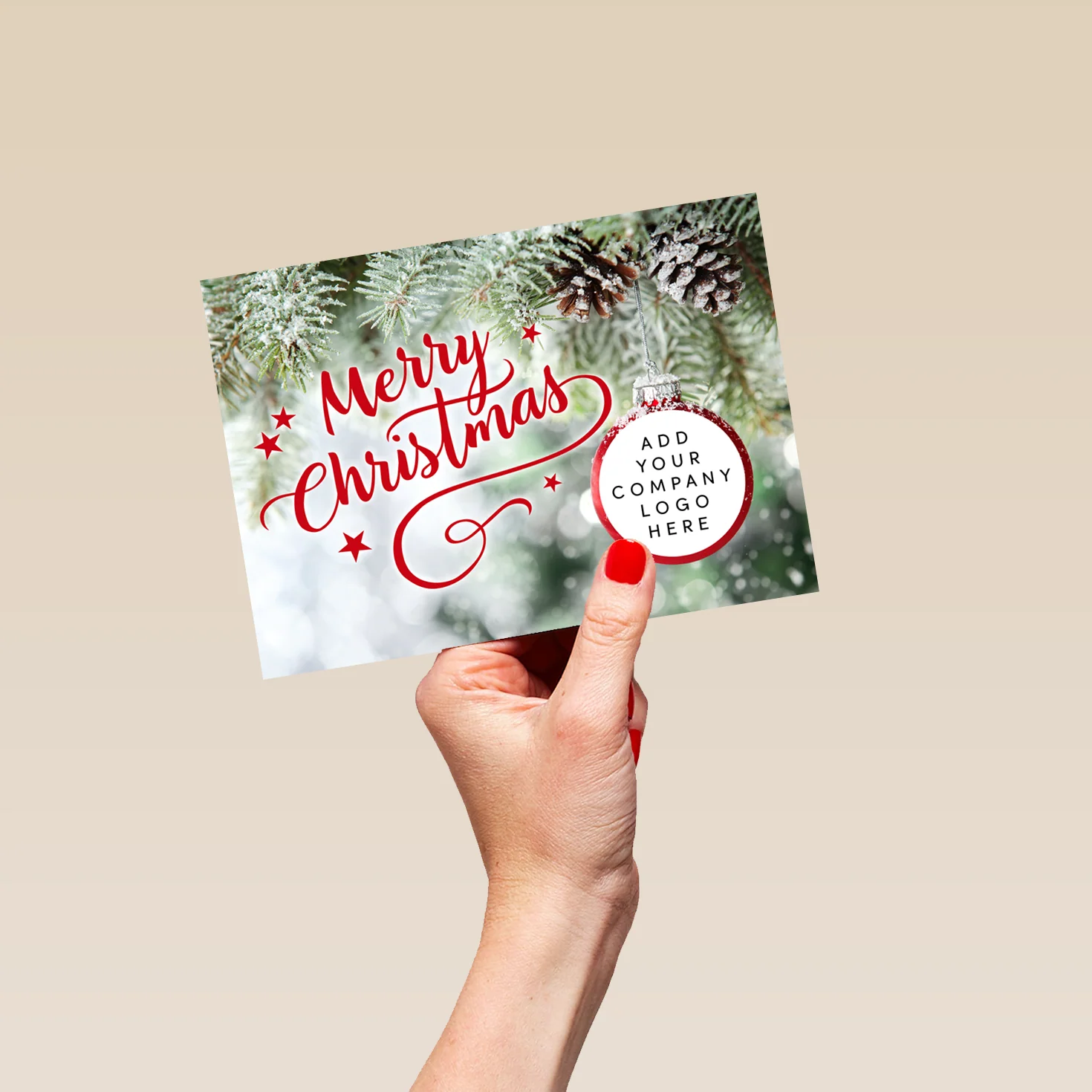 Personalised Photo Upload Frosty Pine Tree Christmas Card - Image 5
