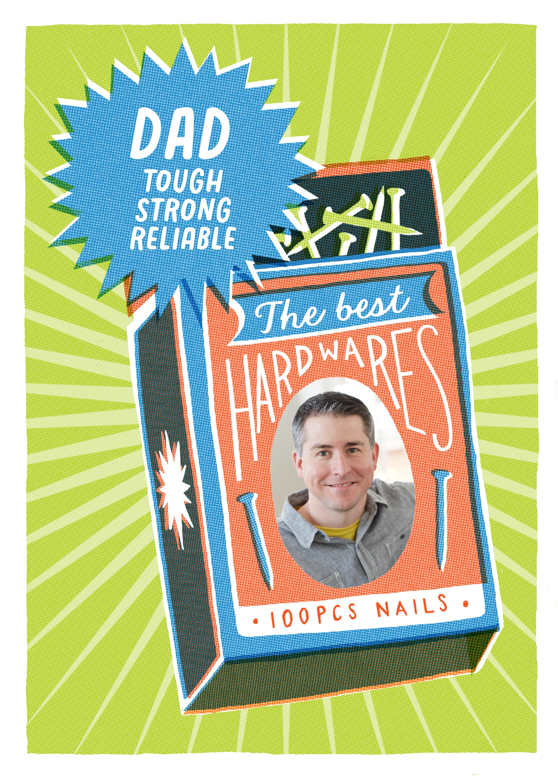Personalised Photo Upload Green Box Birthday Card for Dad