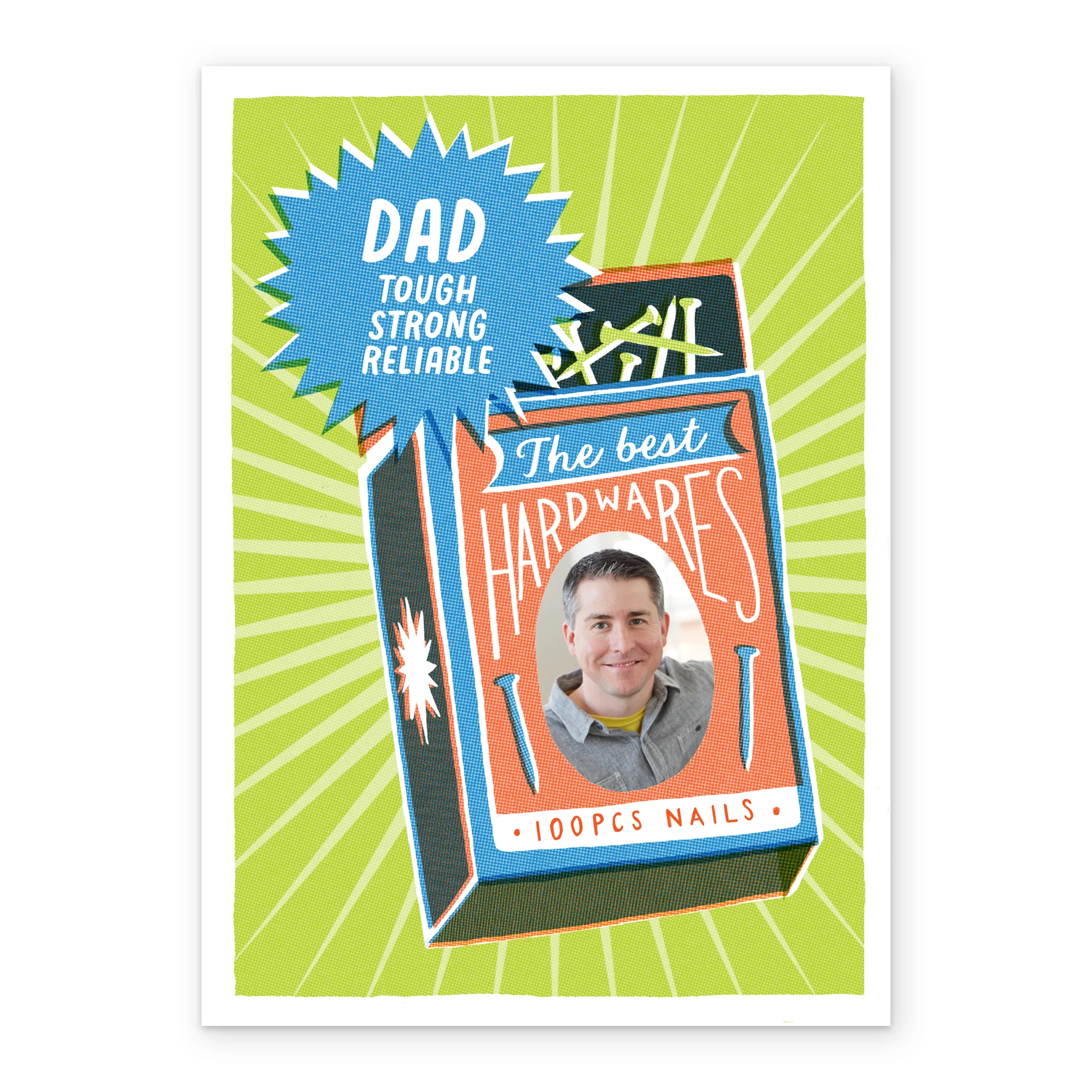 Personalised Photo Upload Green Box Birthday Card for Dad - Image 2