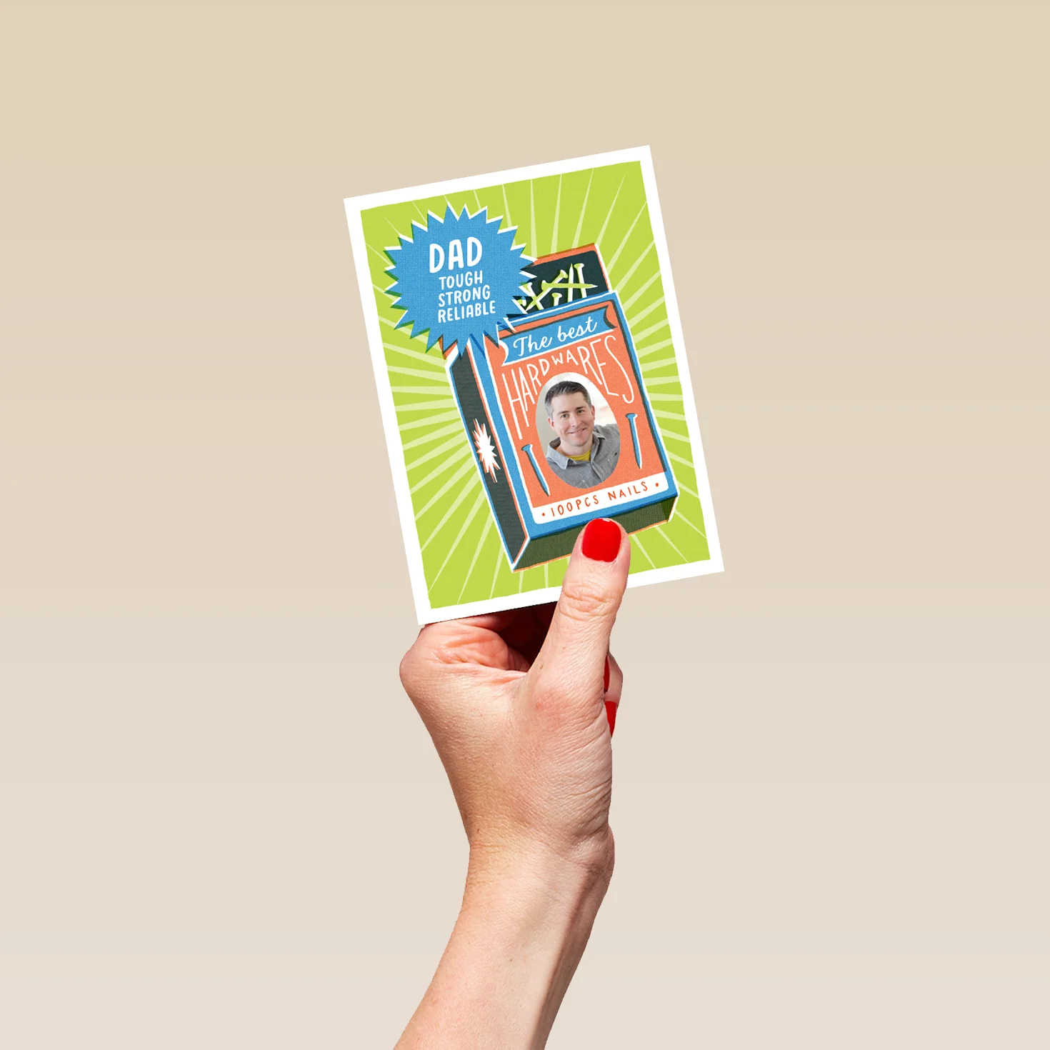 Personalised Photo Upload Green Box Birthday Card for Dad - Image 4