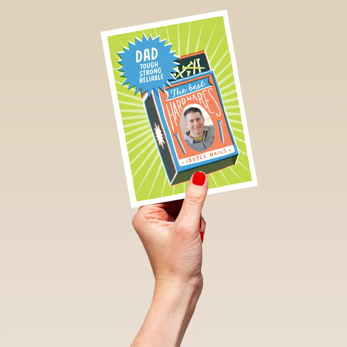 Personalised Photo Upload Green Box Birthday Card for Dad - Image 5