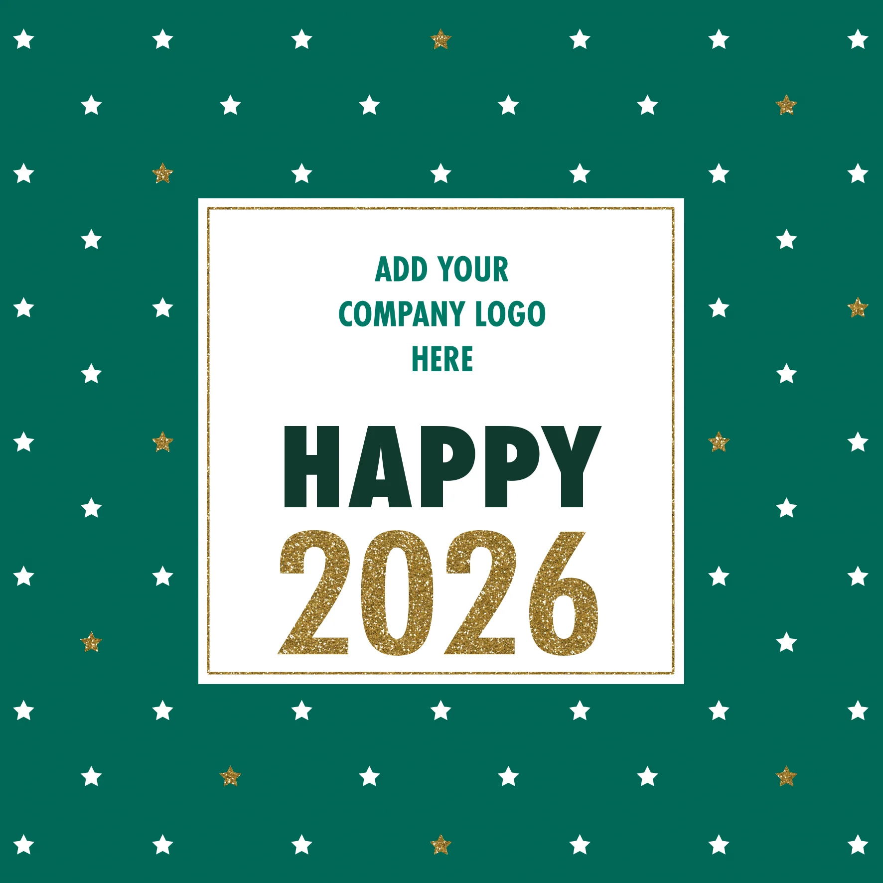 Personalised Photo Upload Green & Stars New Year Card