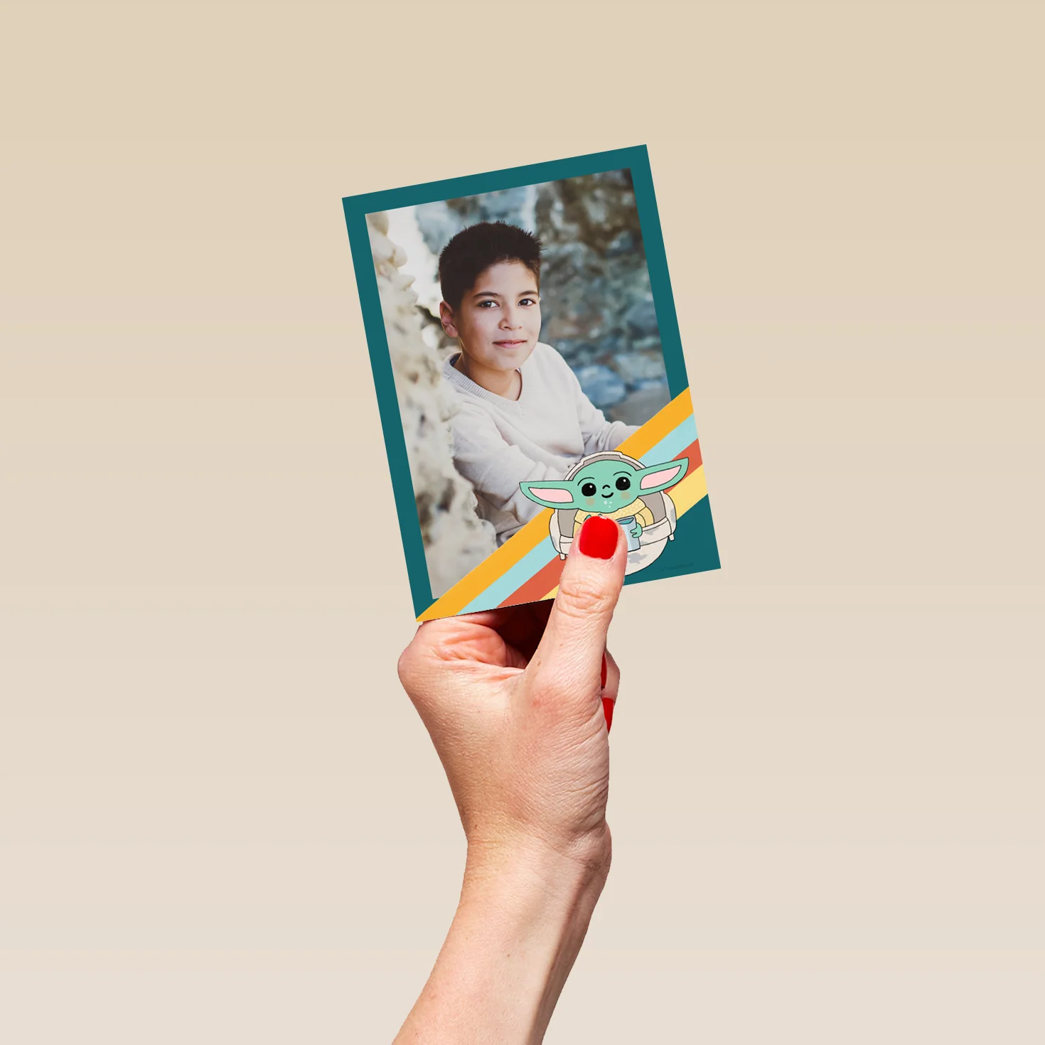 Personalised Photo Upload Grogu™ Greeting Card - Image 4