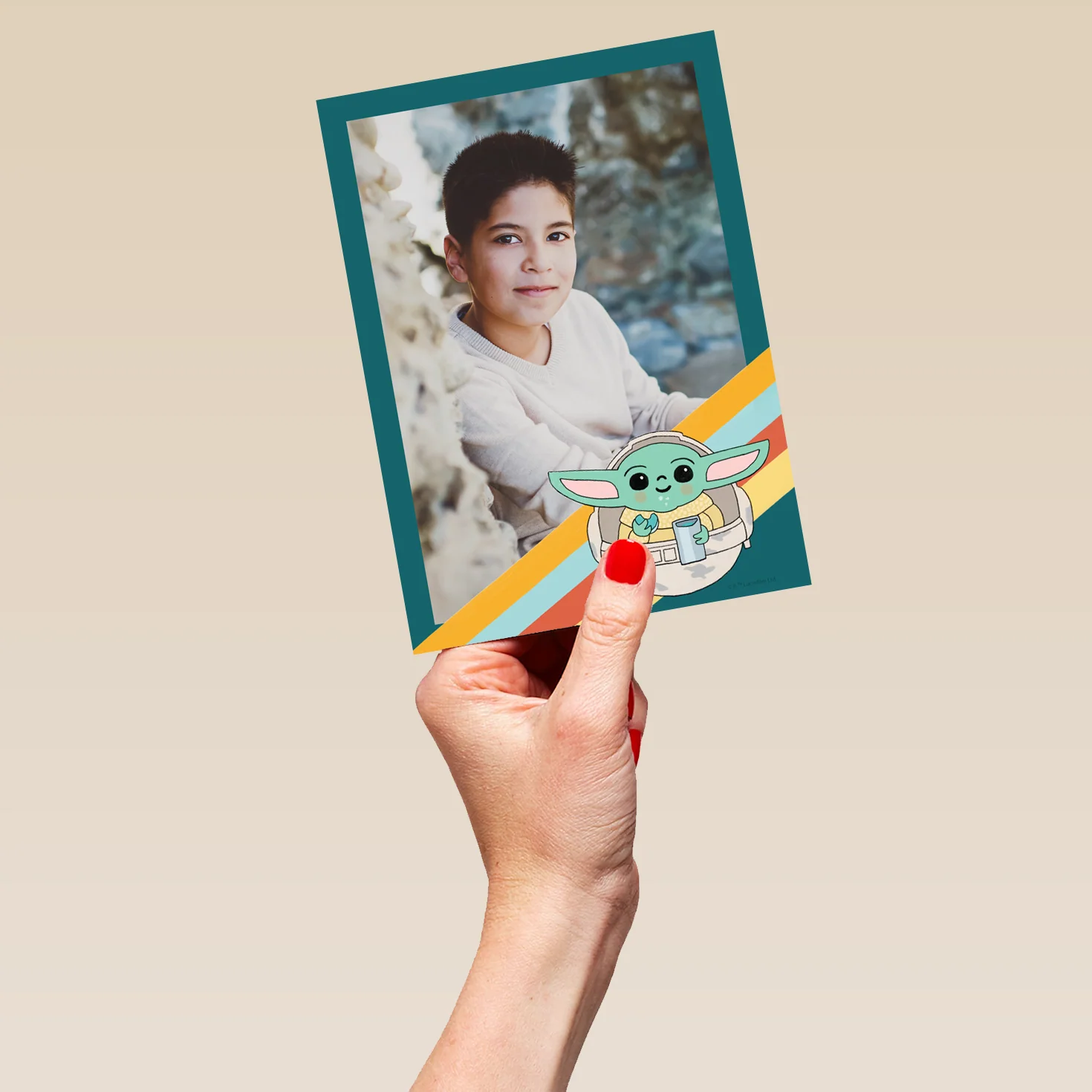 Personalised Photo Upload Grogu™ Greeting Card - Image 5