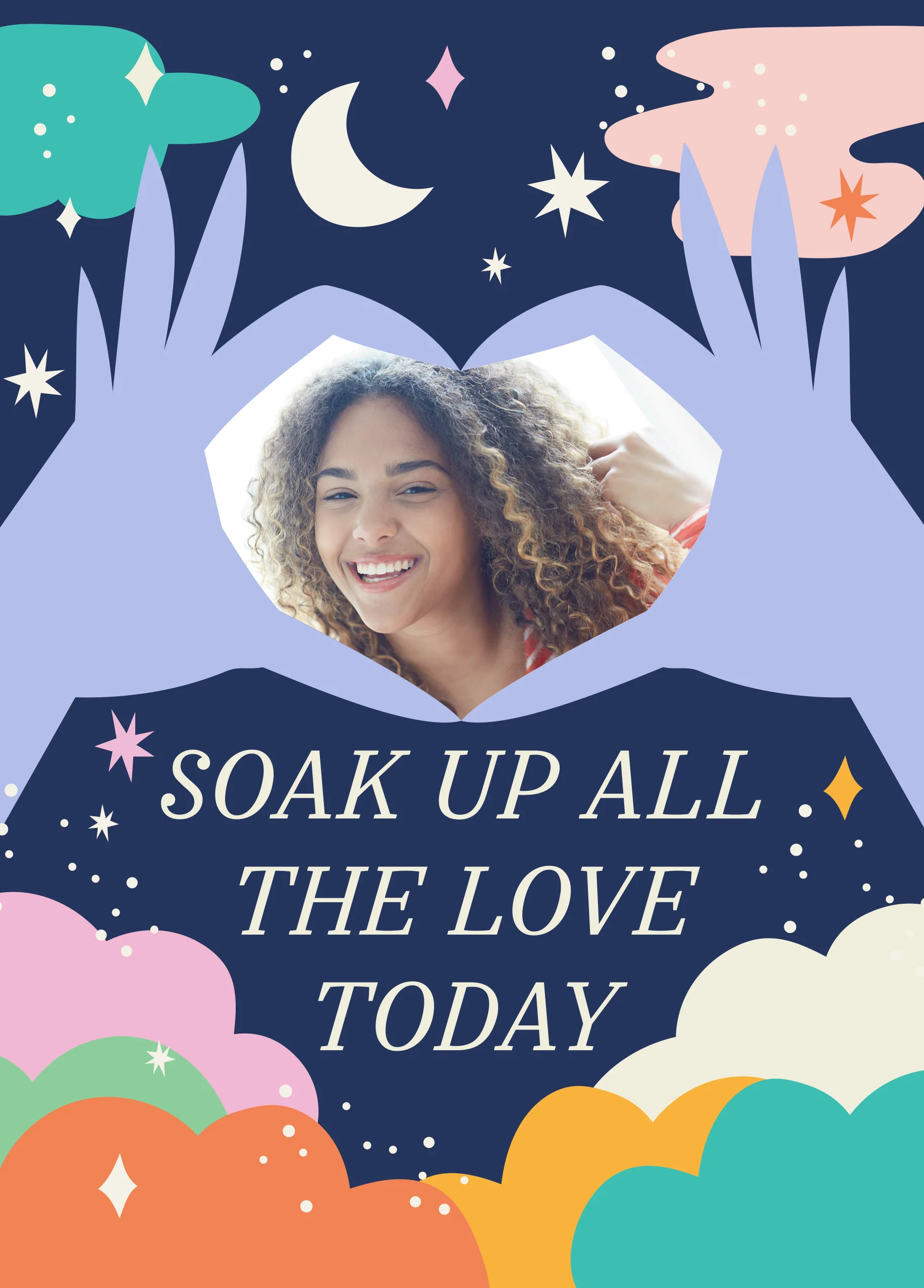 Personalised Photo Upload Heart & Moon Birthday Card