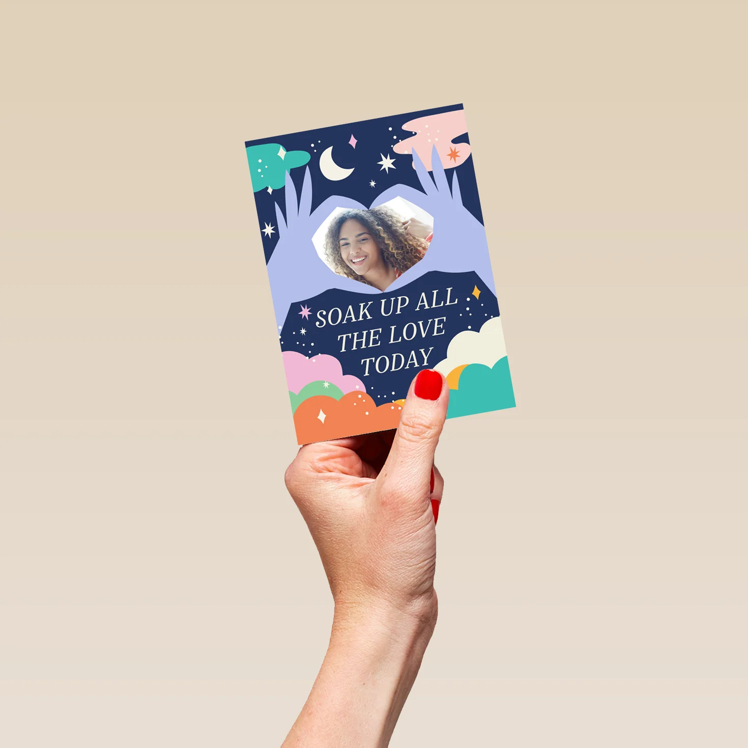Personalised Photo Upload Heart & Moon Birthday Card - Image 4