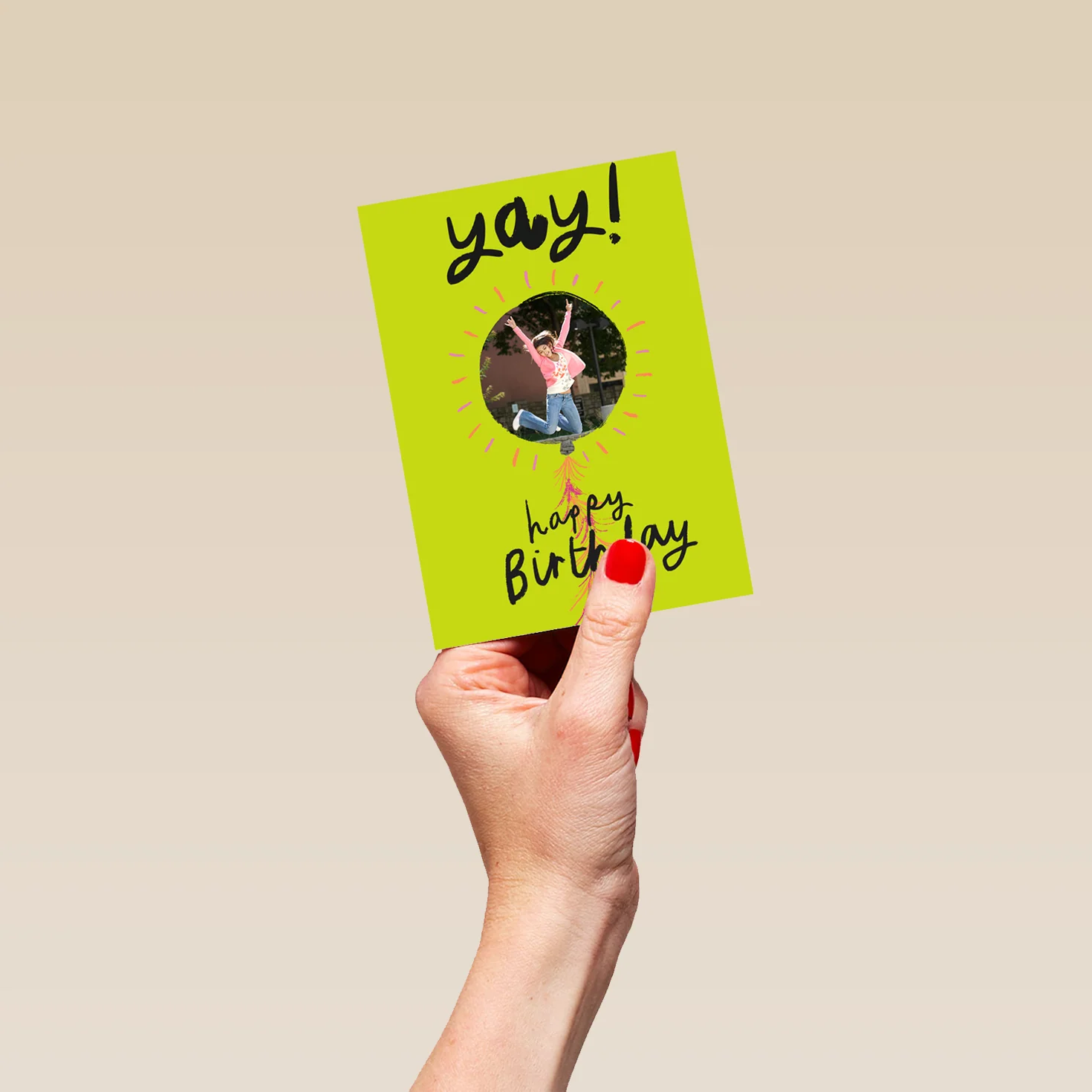 Personalised Photo Upload Illustrated Yay Birthday Card - Image 4