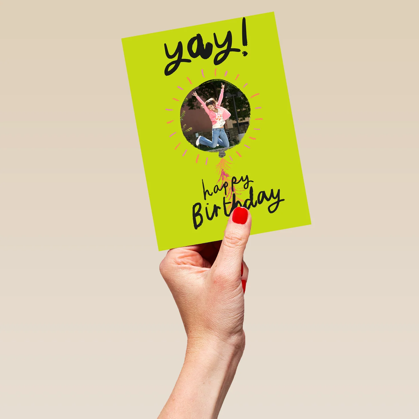 Personalised Photo Upload Illustrated Yay Birthday Card - Image 5