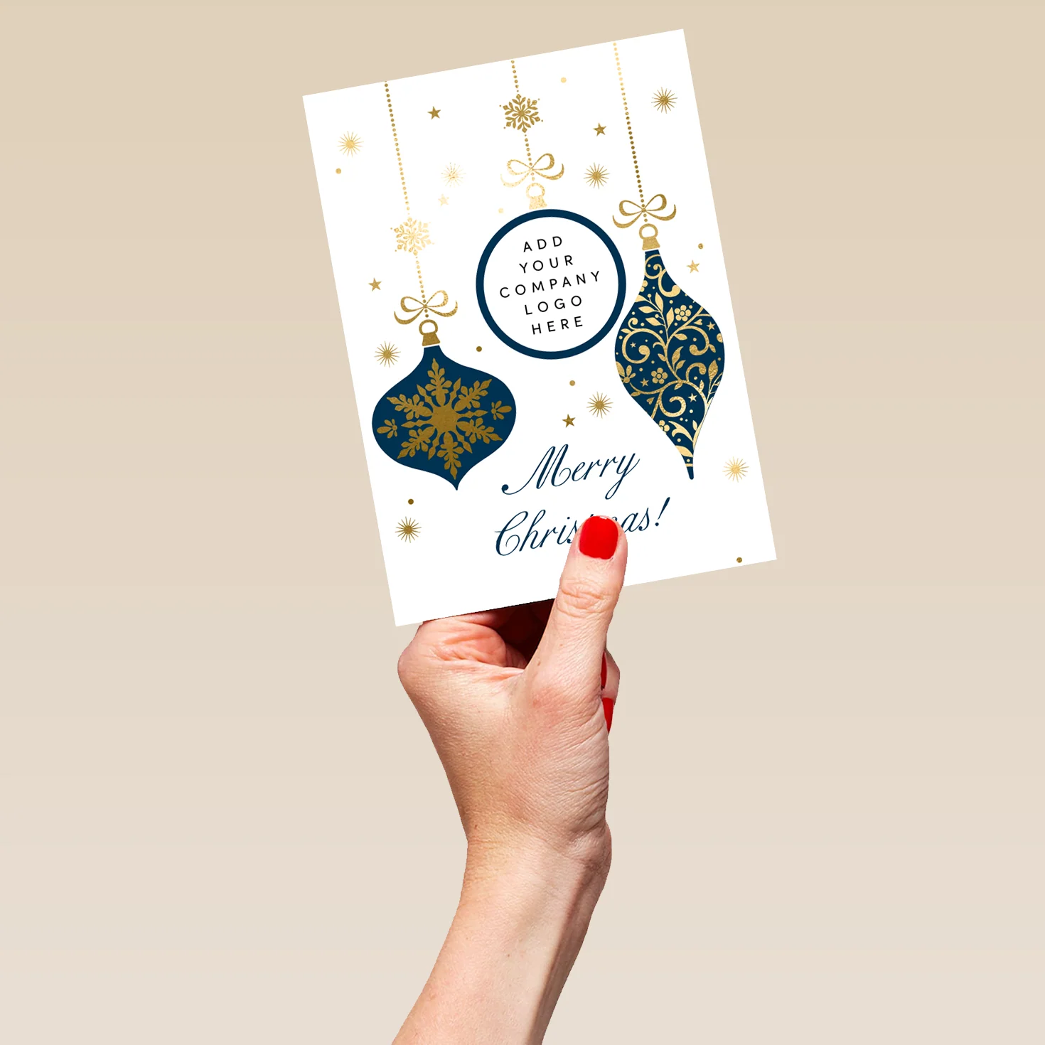Personalised Photo Upload Intricate Baubles Christmas Card - Image 5
