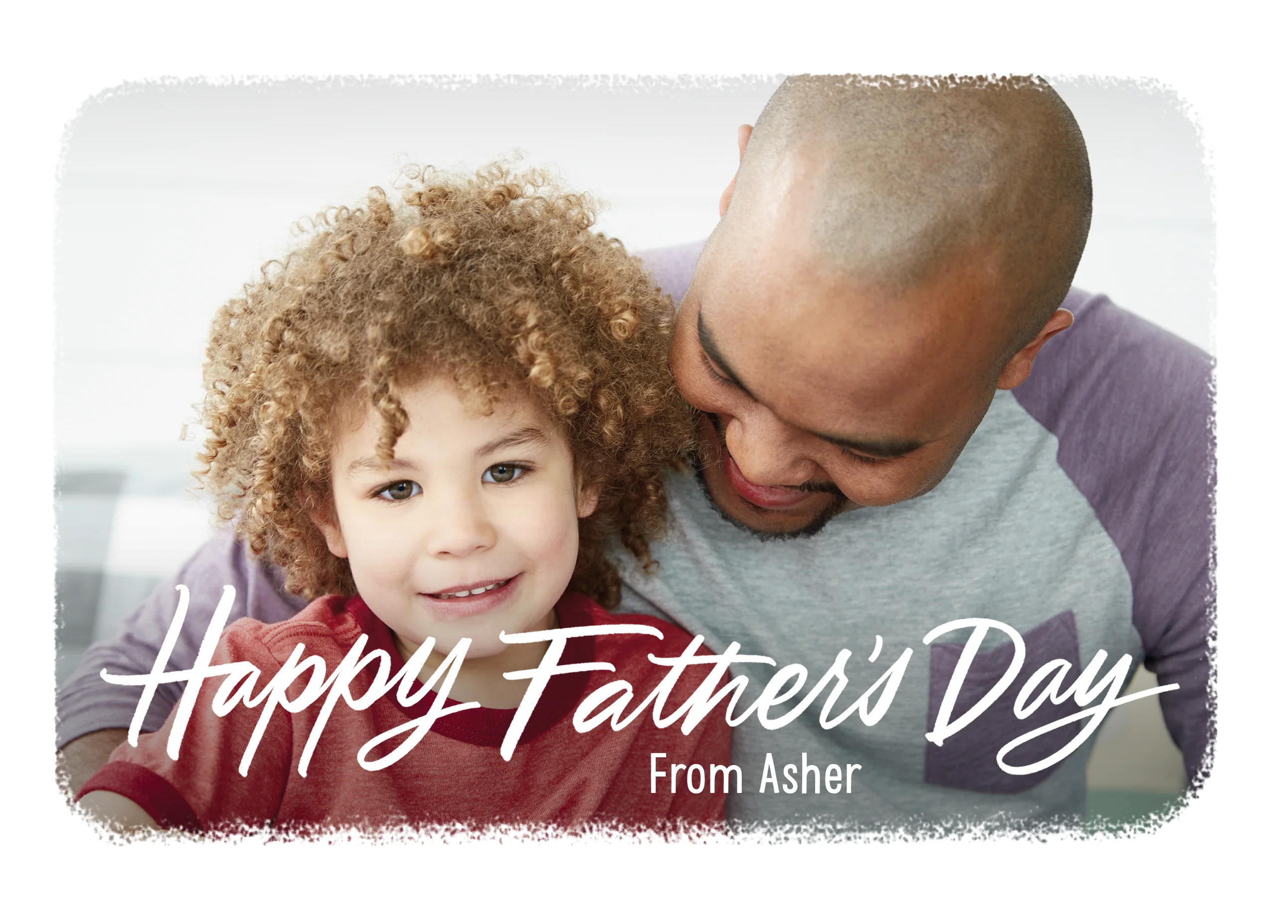 Personalised Photo Upload Landscape Border Father's Day Card