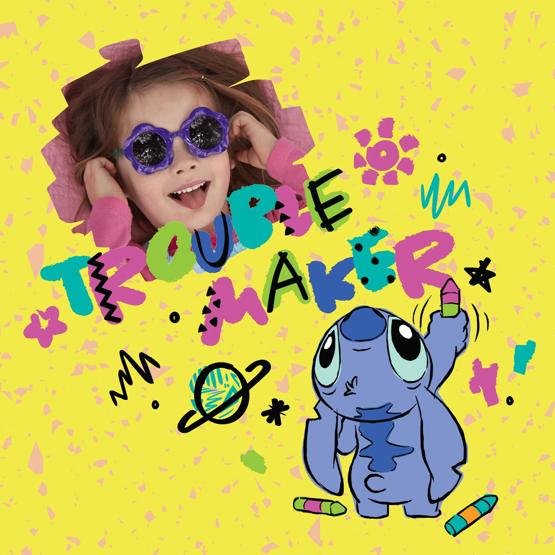 Personalised Photo Upload Lilo & Stitch Trouble Maker Birthday Card