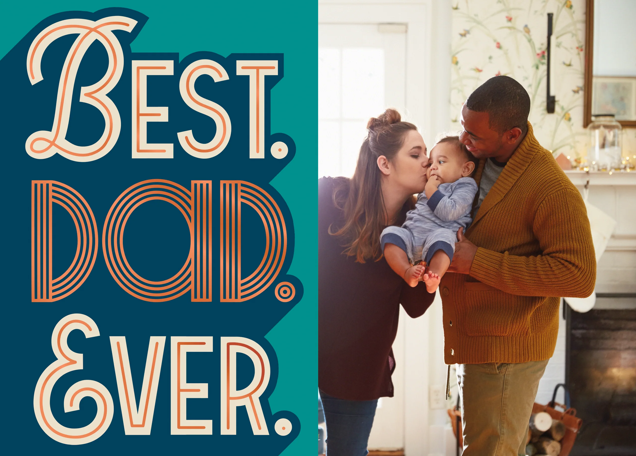 Personalised Photo Upload Linear Style Father's Day Card for Best Dad Ever