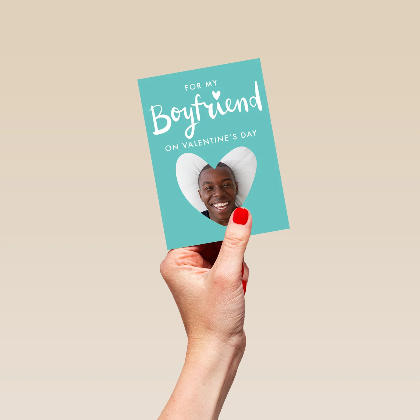 Personalised Photo Upload Love Heart Boyfriend Valentine's Day Card - Image 4