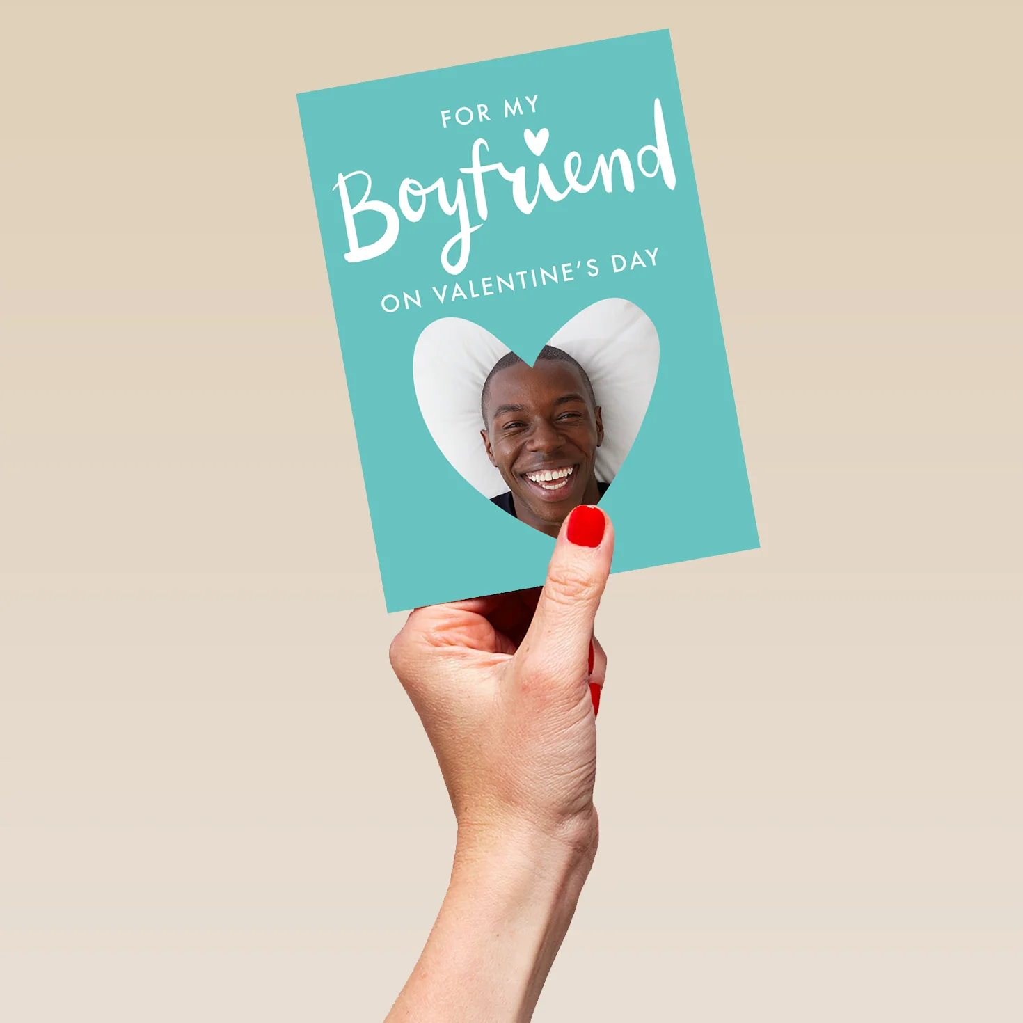 Personalised Photo Upload Love Heart Boyfriend Valentine's Day Card - Image 5