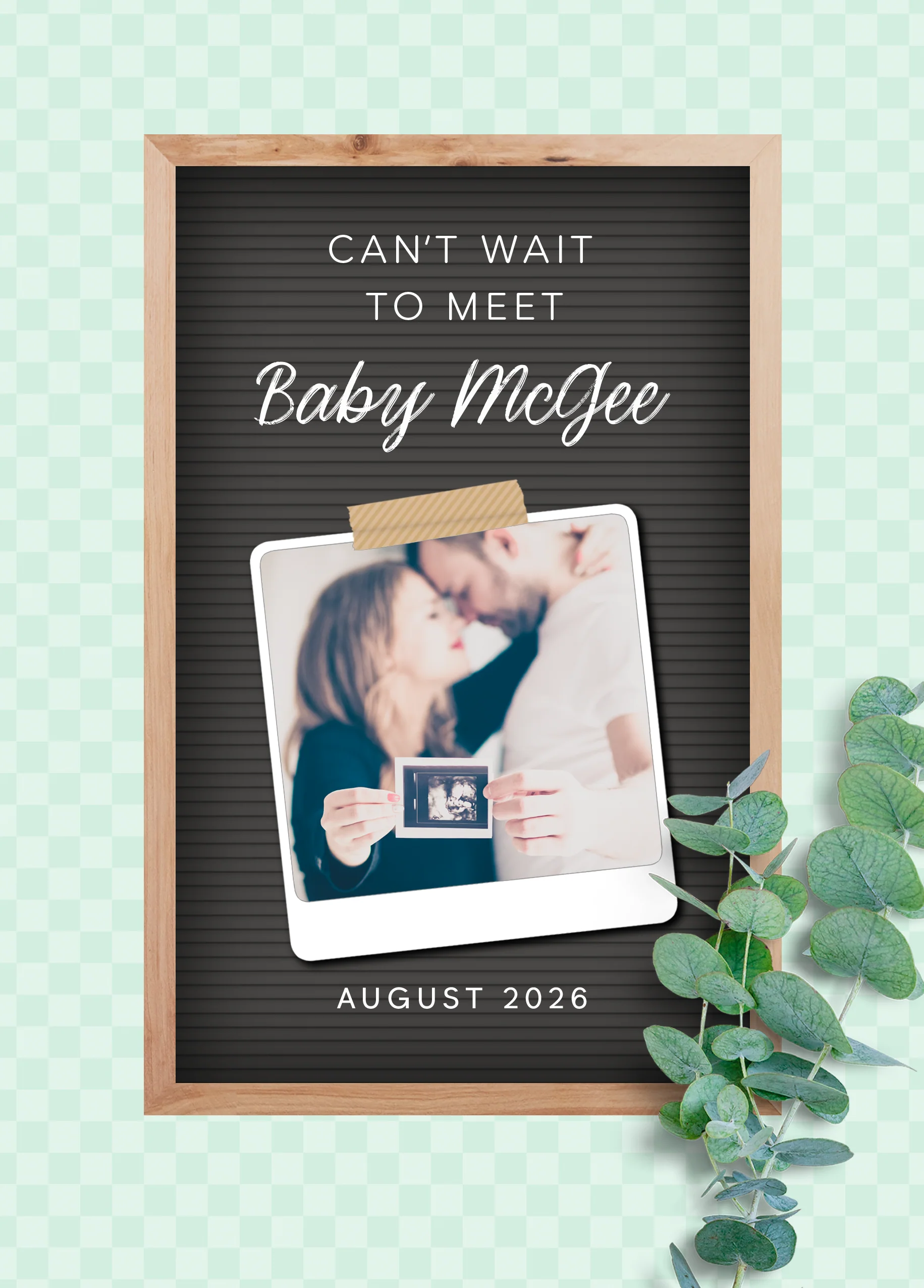 Personalised Photo Upload Memo Board Pregnancy Announcement Card