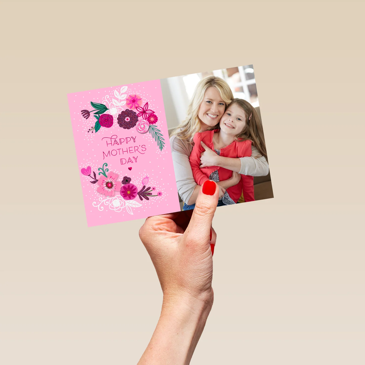 Personalised Photo Upload Pink Florals Mother's Day Card - Image 5
