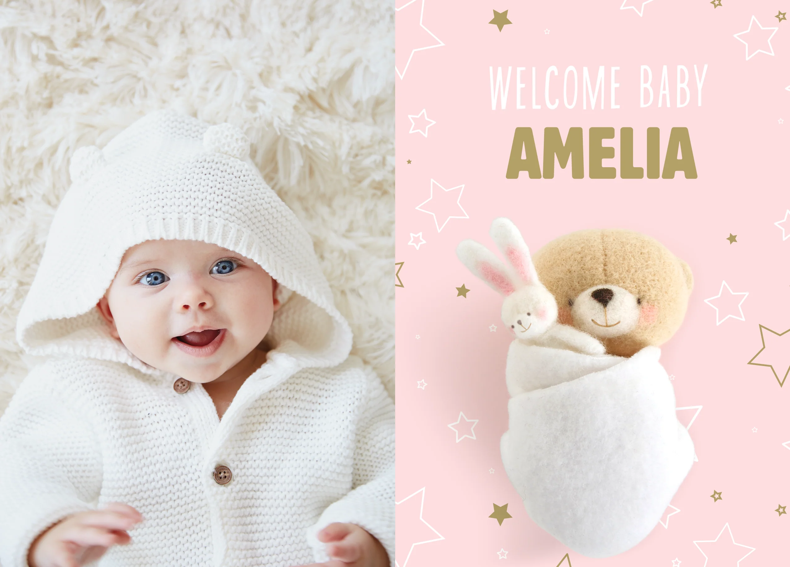 Personalised Photo Upload Pink Forever Friends New Baby Girl Card