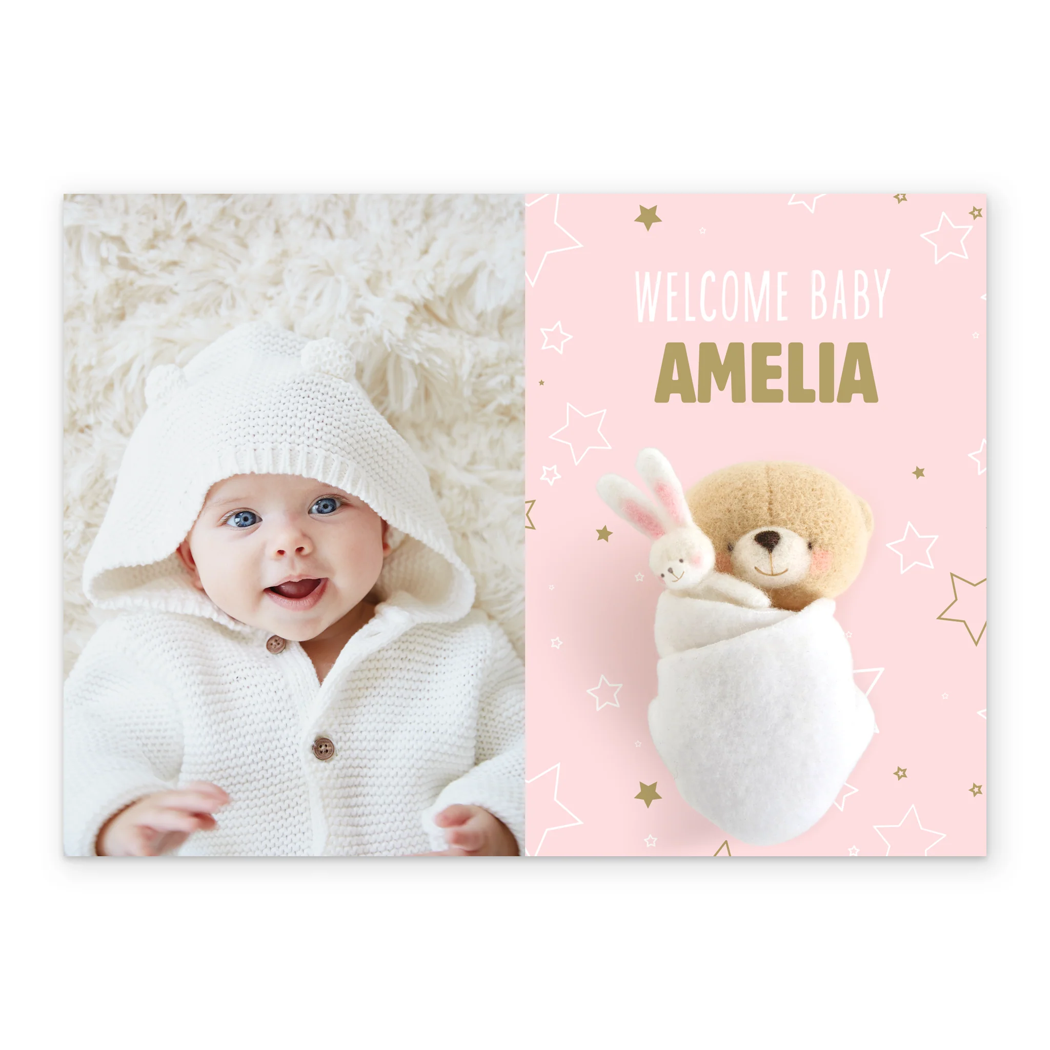 Personalised Photo Upload Pink Forever Friends New Baby Girl Card - Image 2