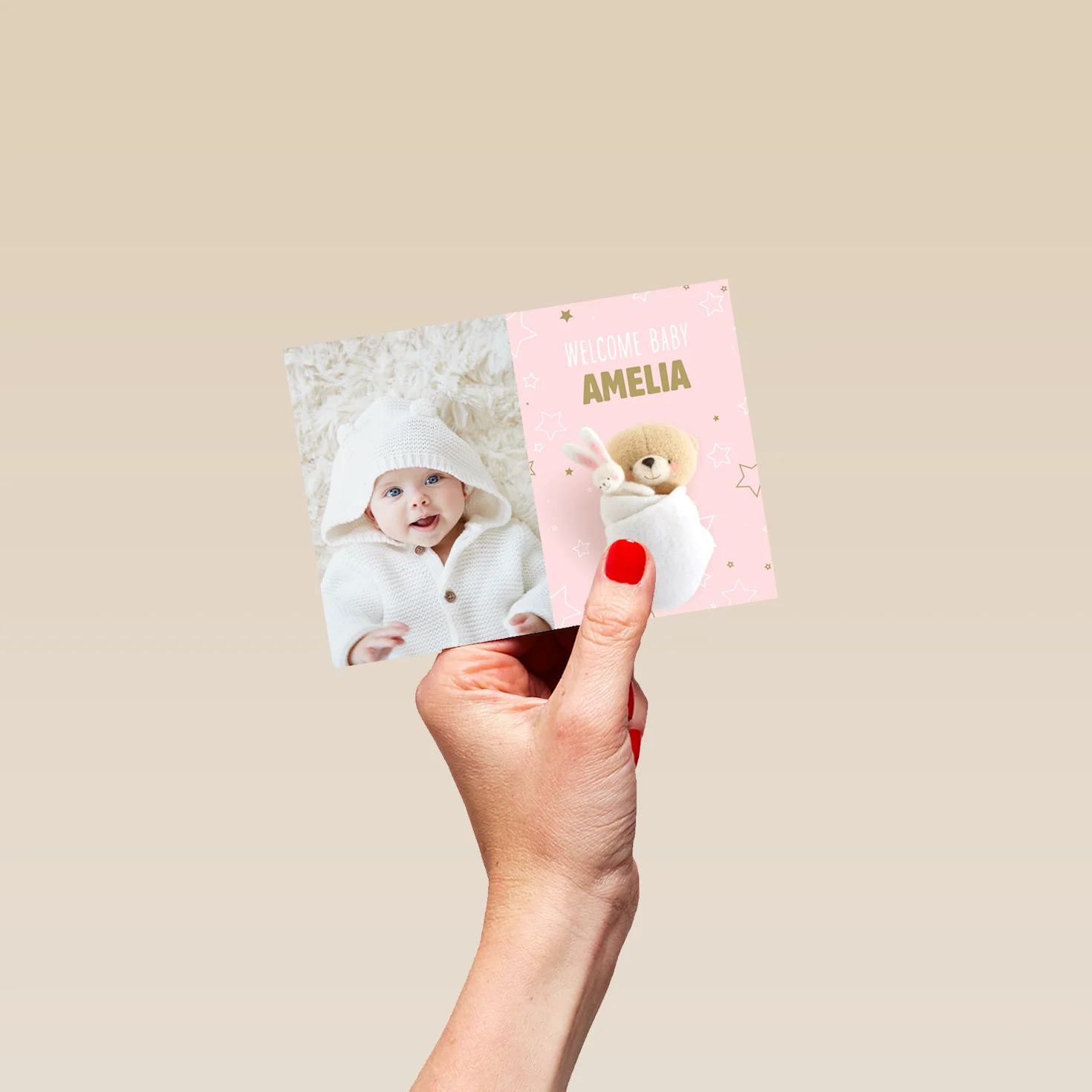 Personalised Photo Upload Pink Forever Friends New Baby Girl Card - Image 4