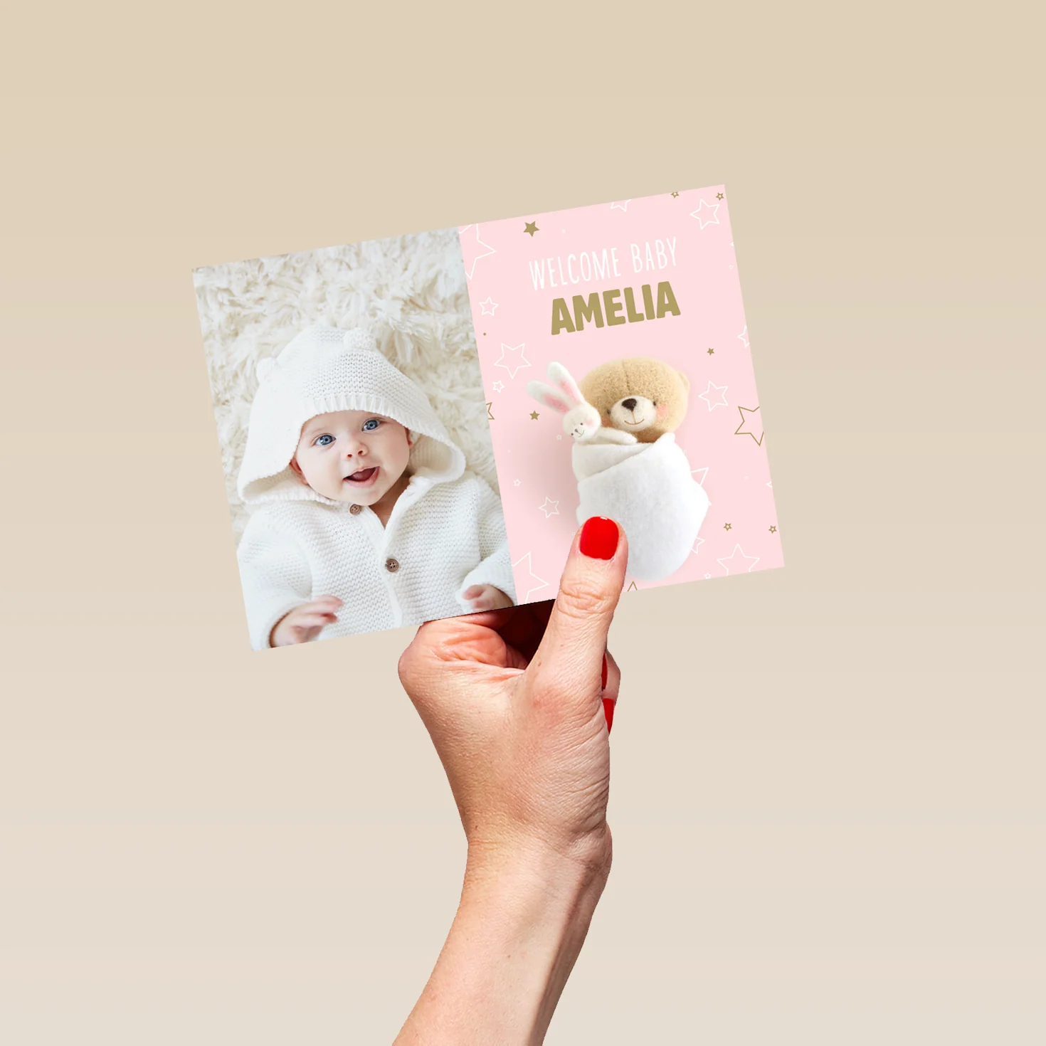 Personalised Photo Upload Pink Forever Friends New Baby Girl Card - Image 5