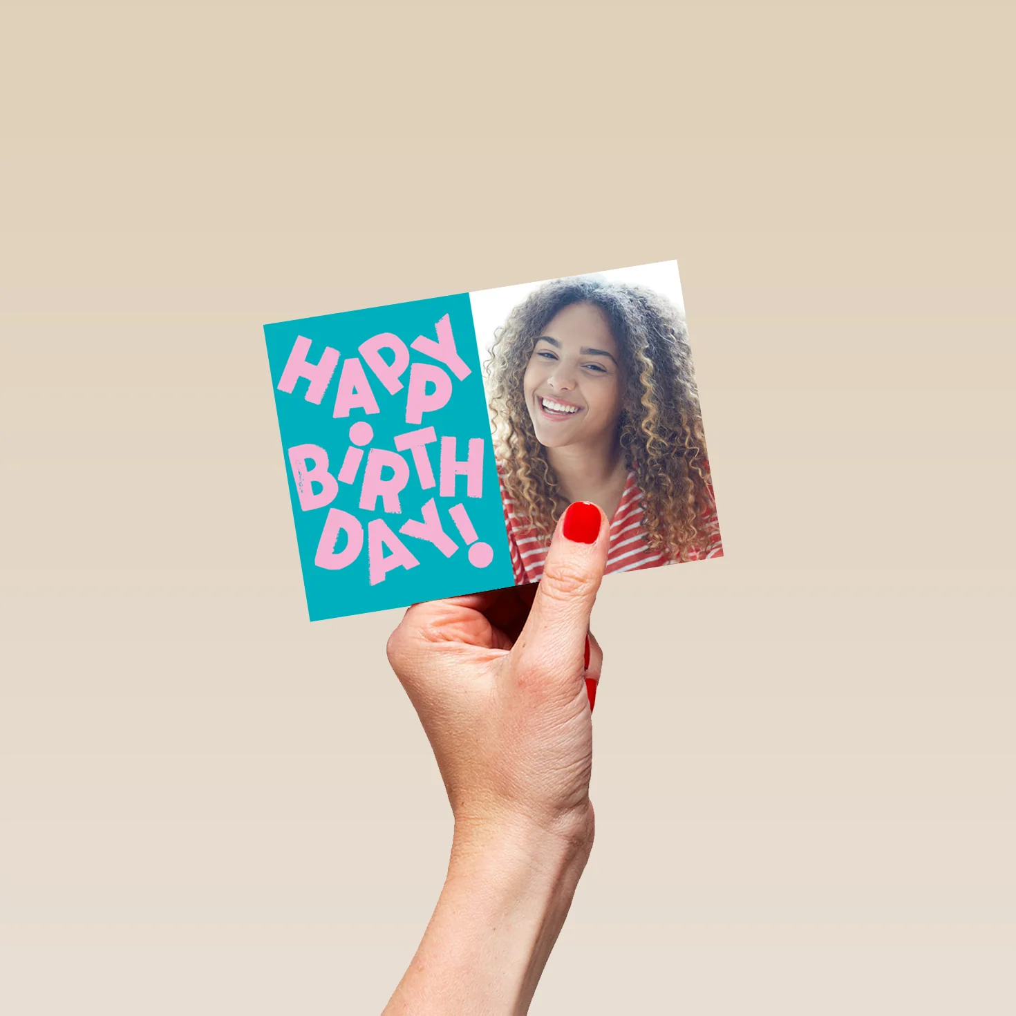 Personalised Photo Upload Pink Happy Birthday Card - Image 4