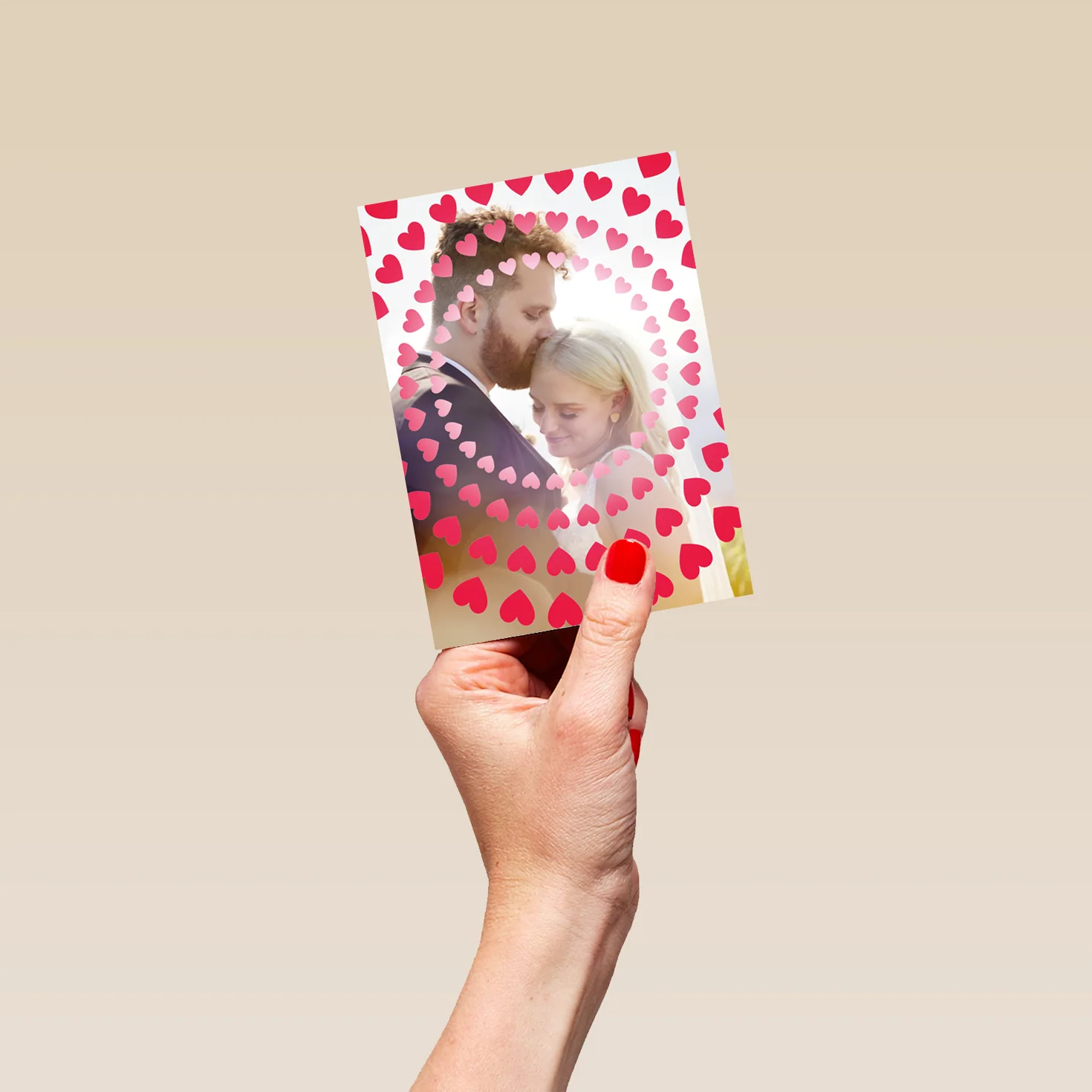 Personalised Photo Upload Pink Hearts Anniversary Card - Image 4