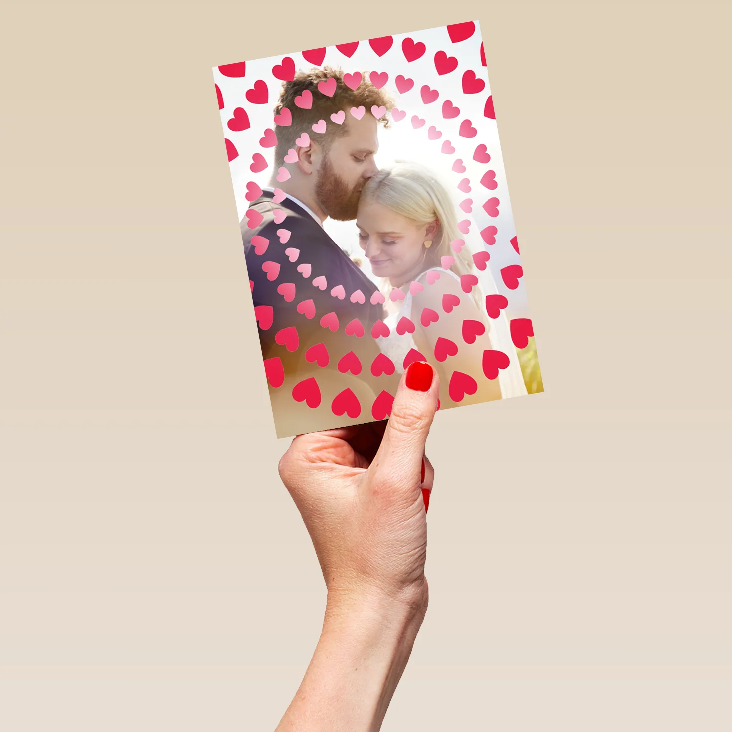 Personalised Photo Upload Pink Hearts Anniversary Card - Image 5