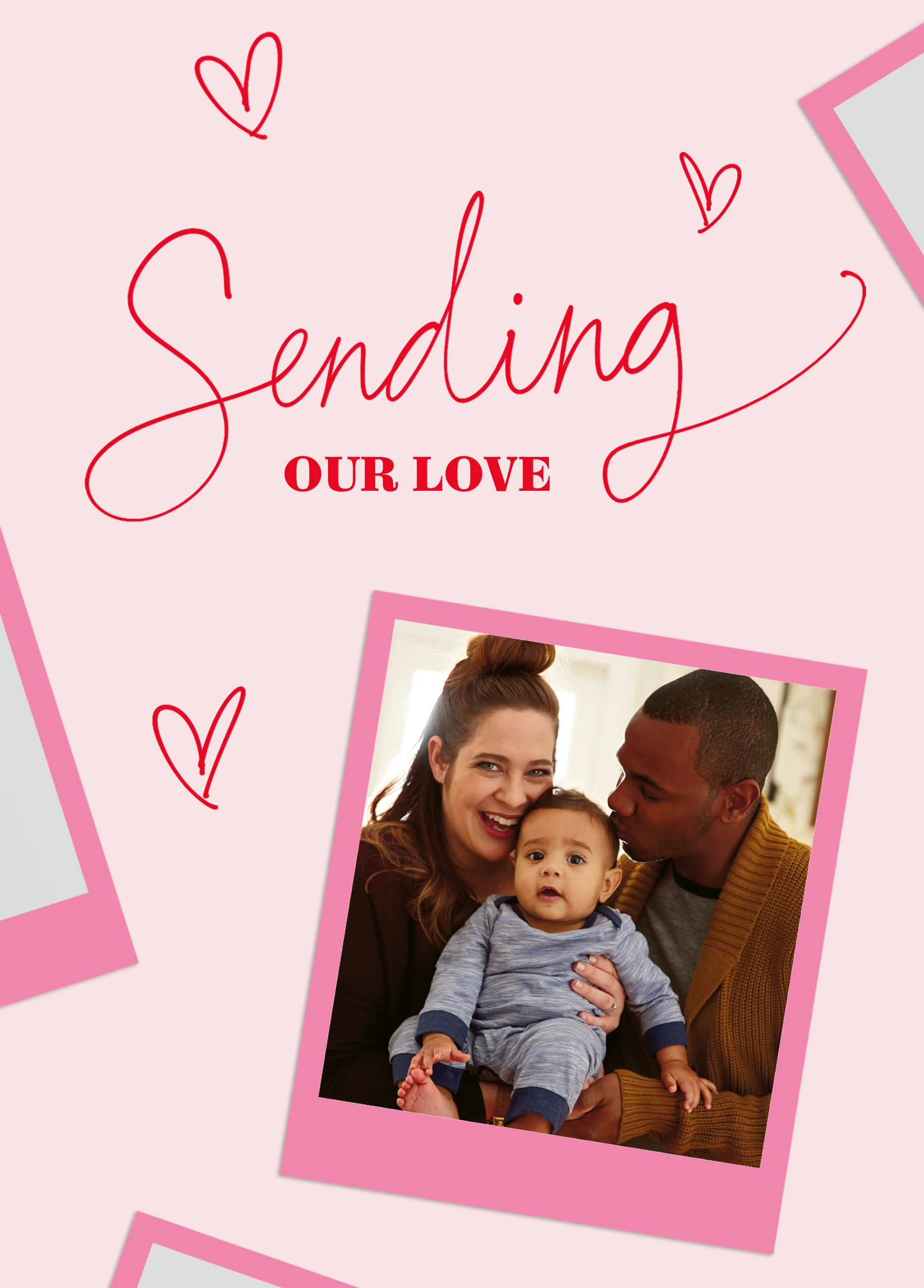 Personalised Photo Upload Pink Instant Camera Frame Valentine's Day Card