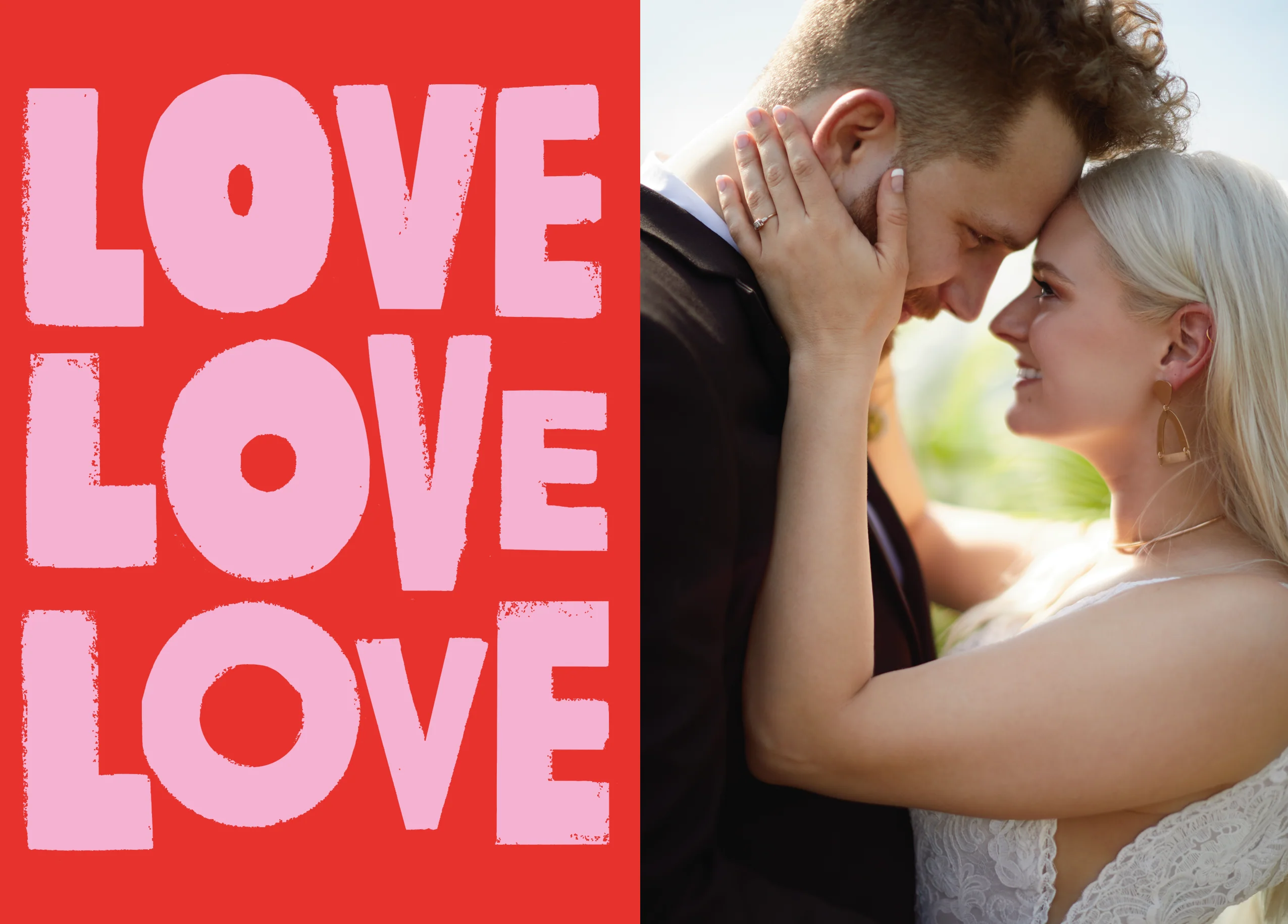 Personalised Photo Upload Pink LOVE Greeting Card