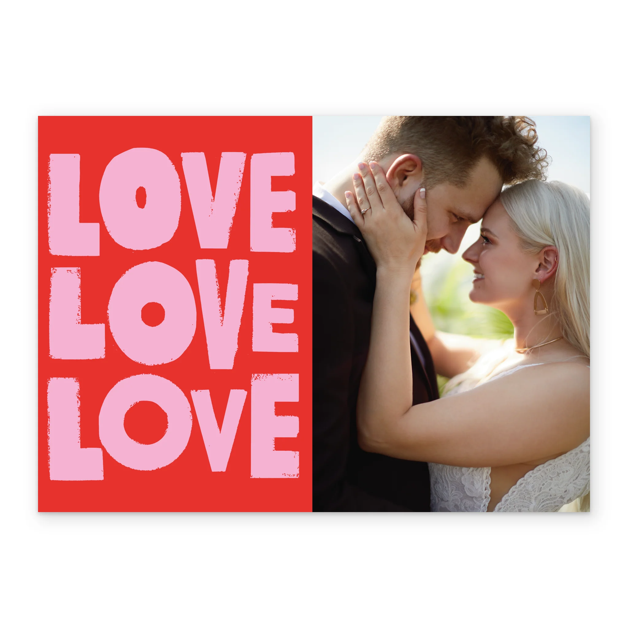 Personalised Photo Upload Pink LOVE Greeting Card - Image 2
