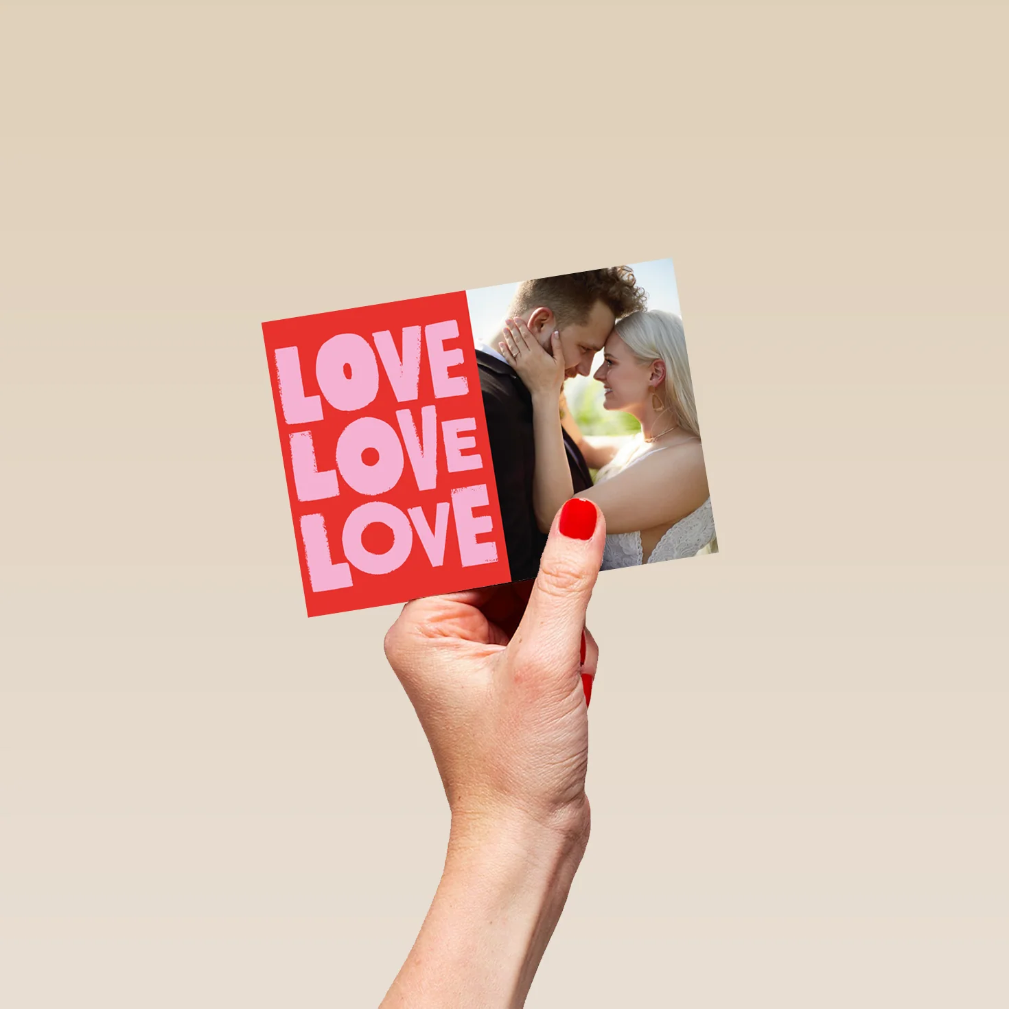 Personalised Photo Upload Pink LOVE Greeting Card - Image 4
