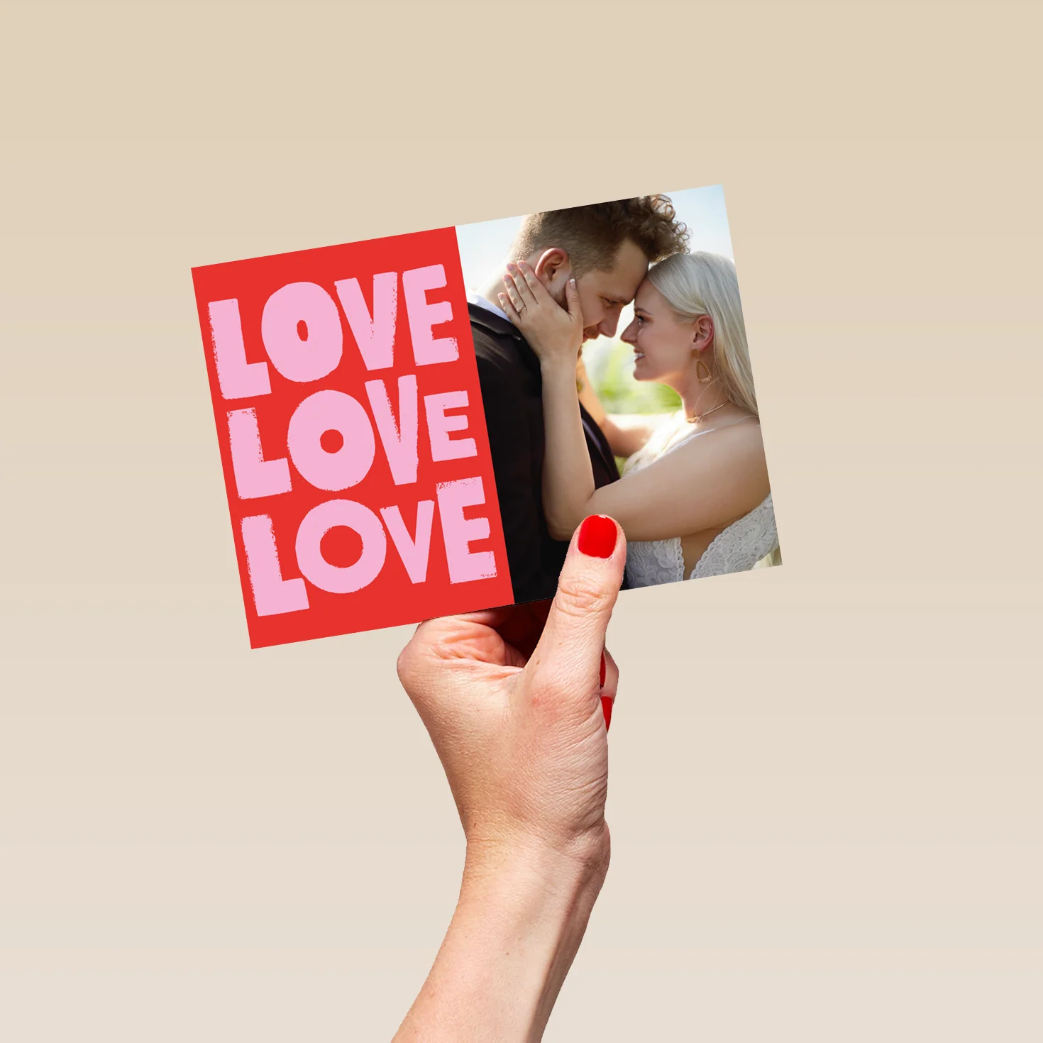 Personalised Photo Upload Pink LOVE Greeting Card - Image 5