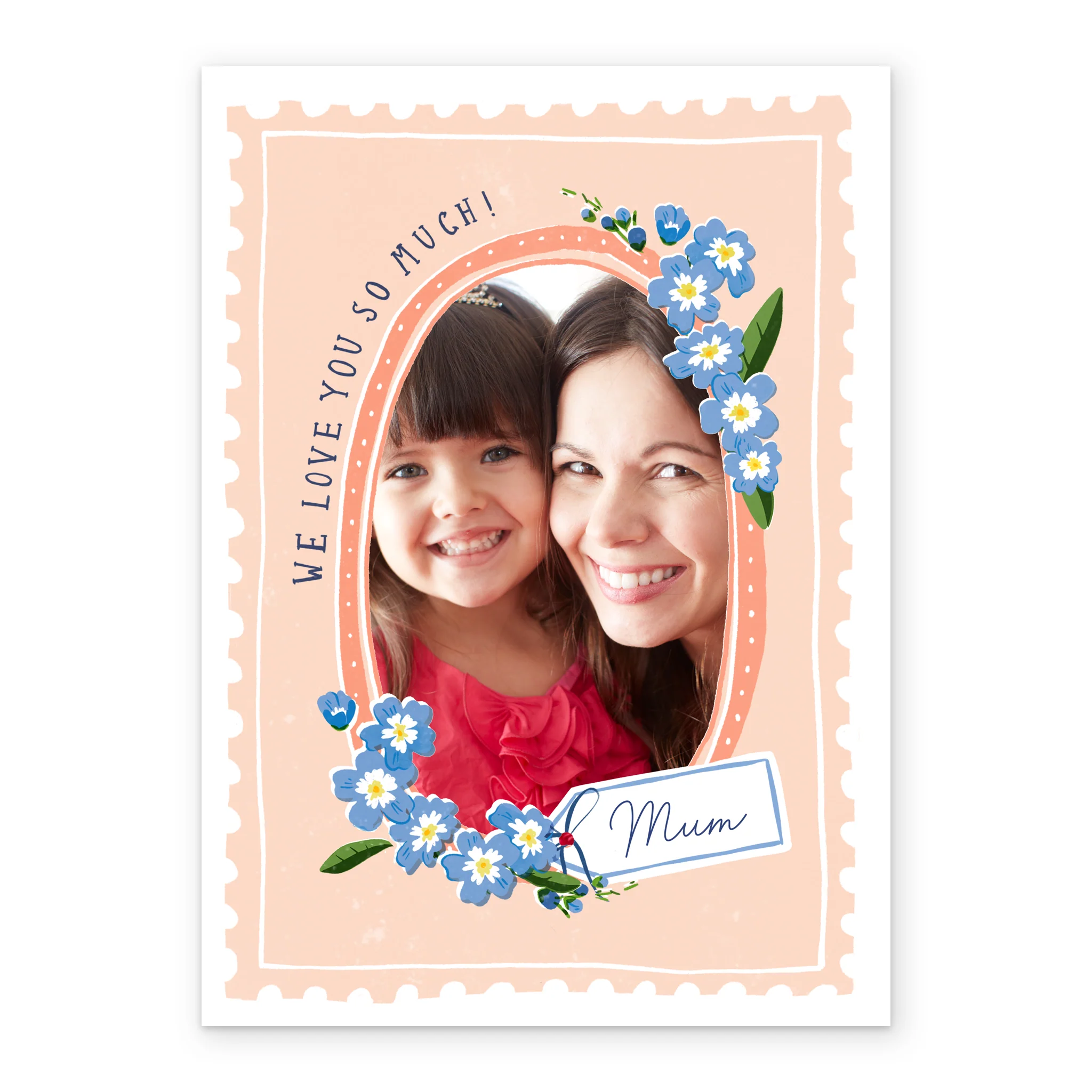 Personalised Photo Upload Pink Postage Stamp Birthday Card - Image 2