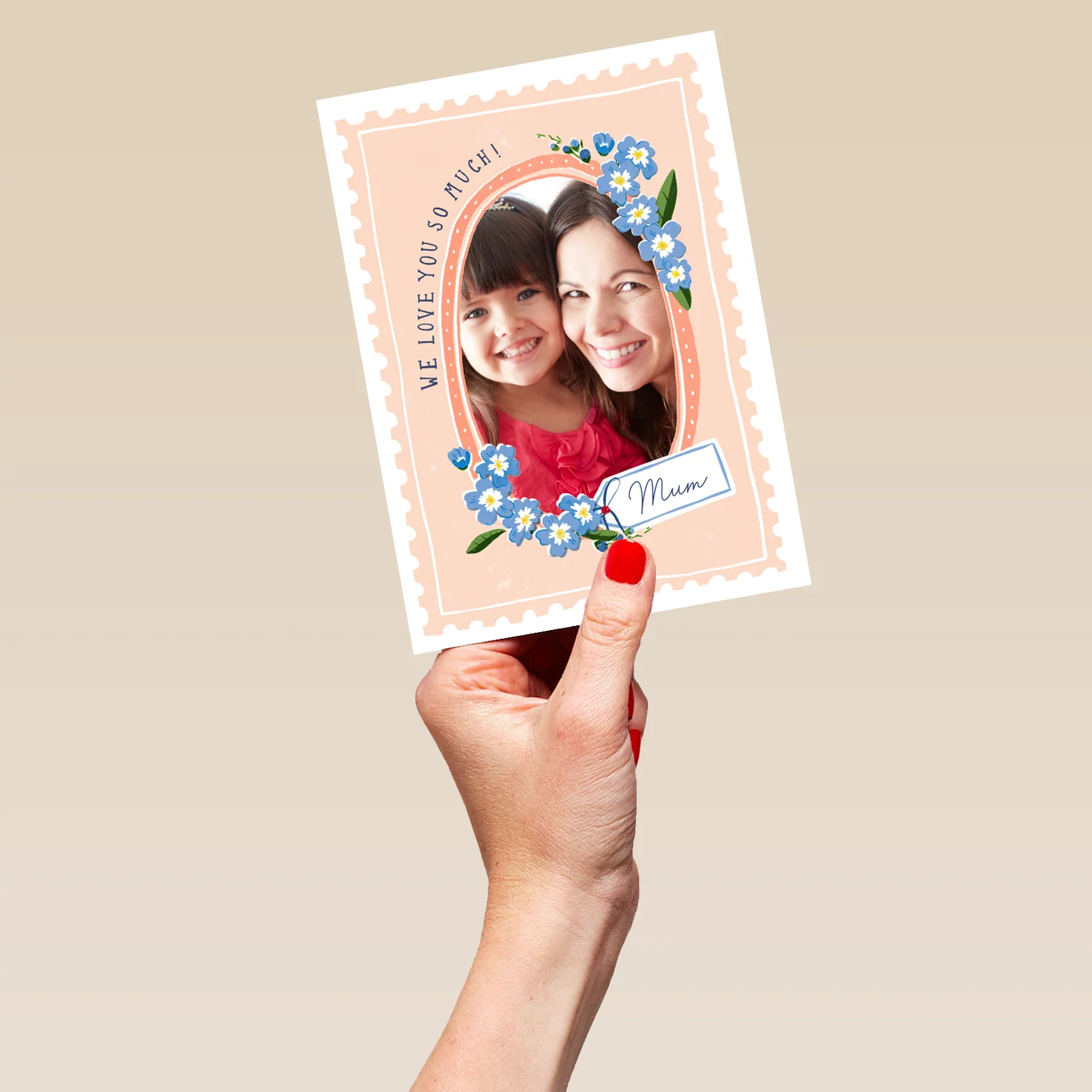 Personalised Photo Upload Pink Postage Stamp Birthday Card - Image 5
