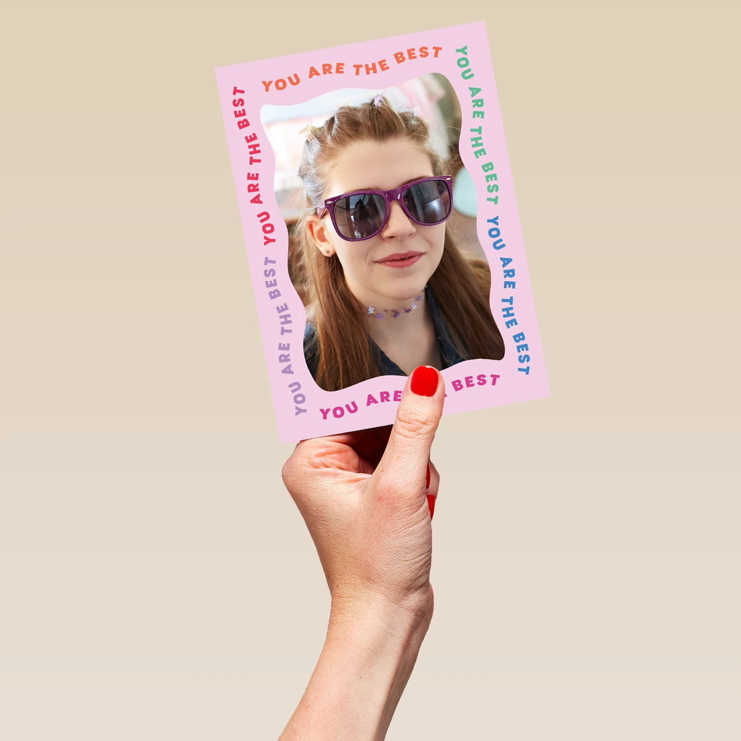 Personalised Photo Upload Pink Wavy Border Just to Say Card - Image 5