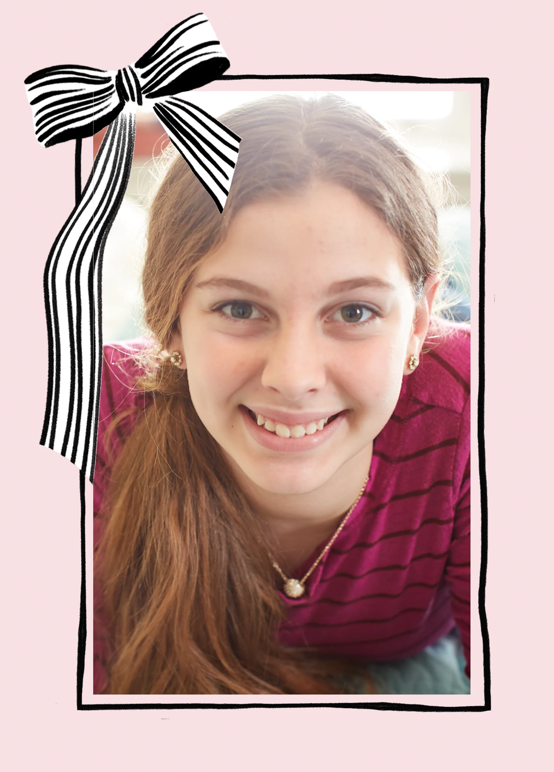 Personalised Photo Upload Pink with Bow Birthday Card