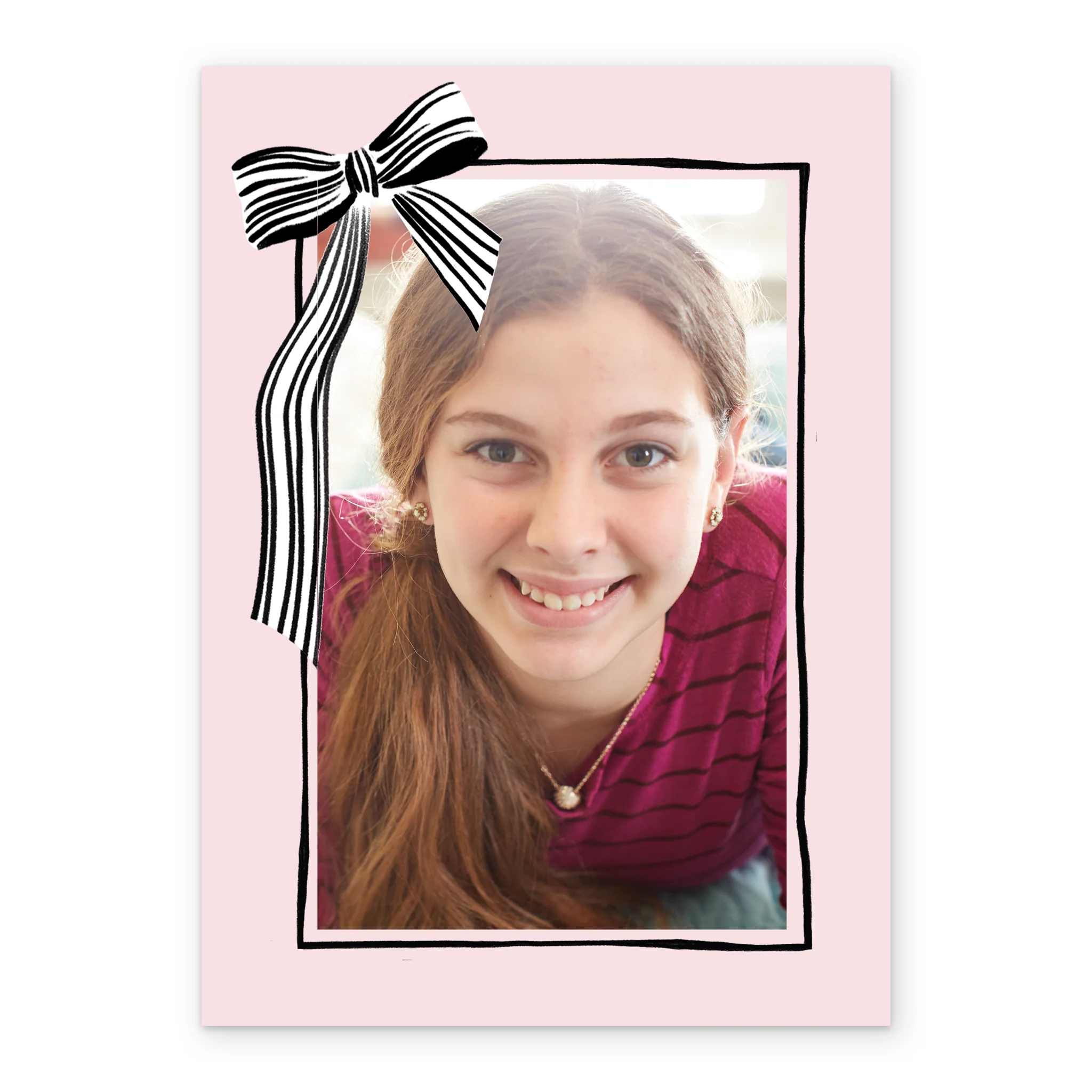 Personalised Photo Upload Pink with Bow Birthday Card - Image 2