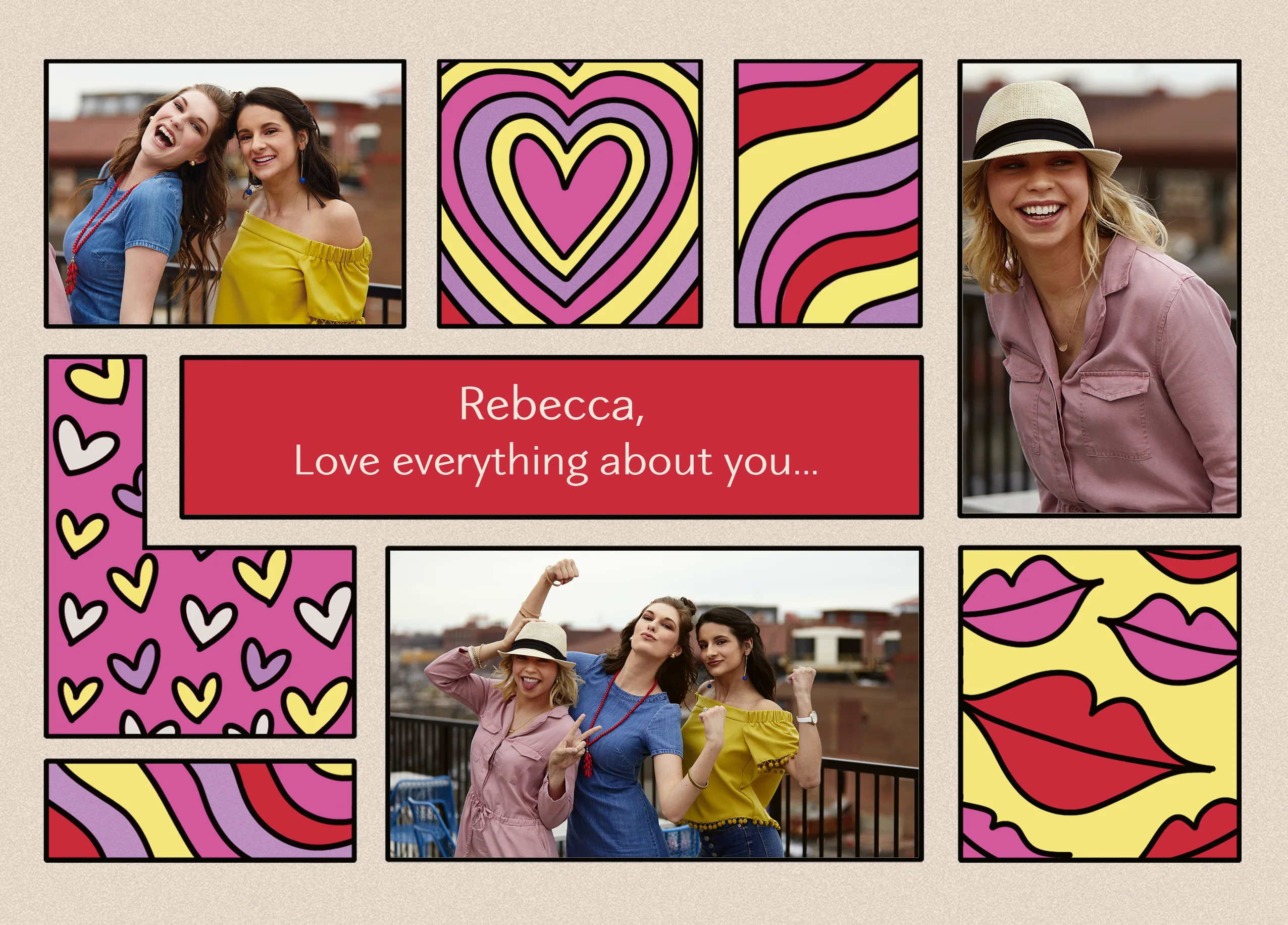 Personalised Photo Upload Pop Art Collage Love Greeting Card