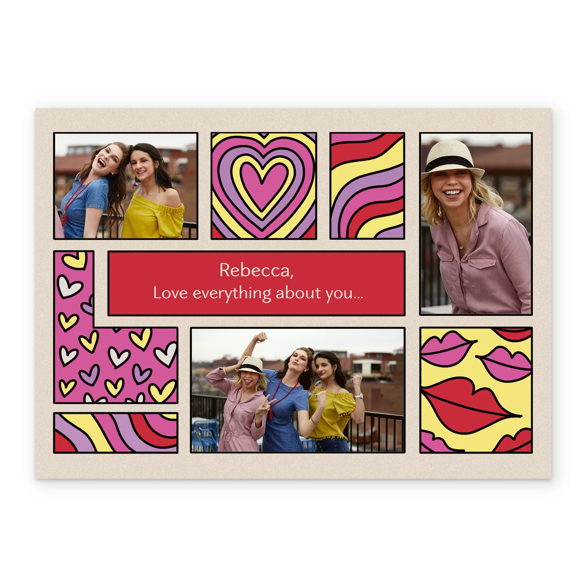 Personalised Photo Upload Pop Art Collage Love Greeting Card - Image 2