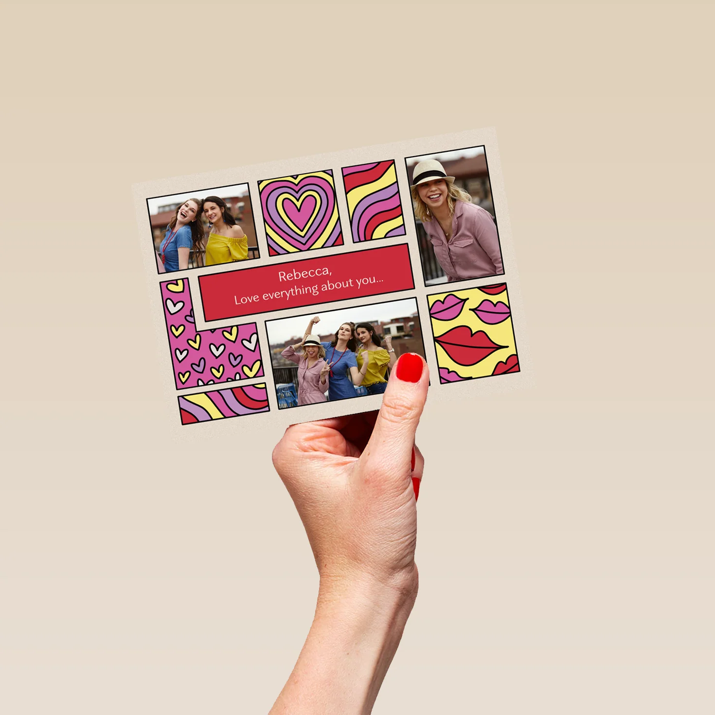 Personalised Photo Upload Pop Art Collage Love Greeting Card - Image 5
