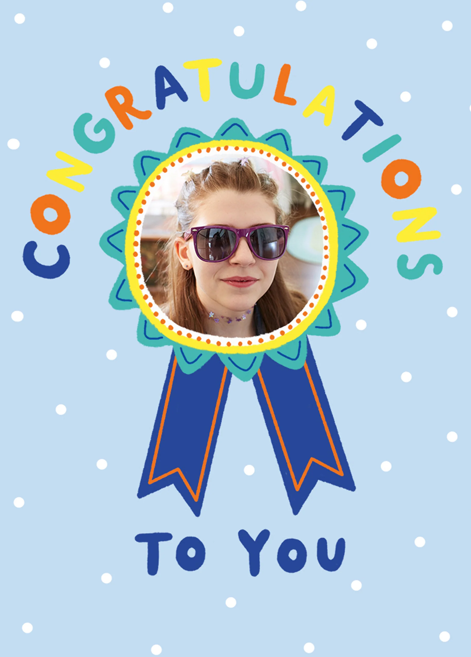 Personalised Photo Upload Rosette Congratulations Card