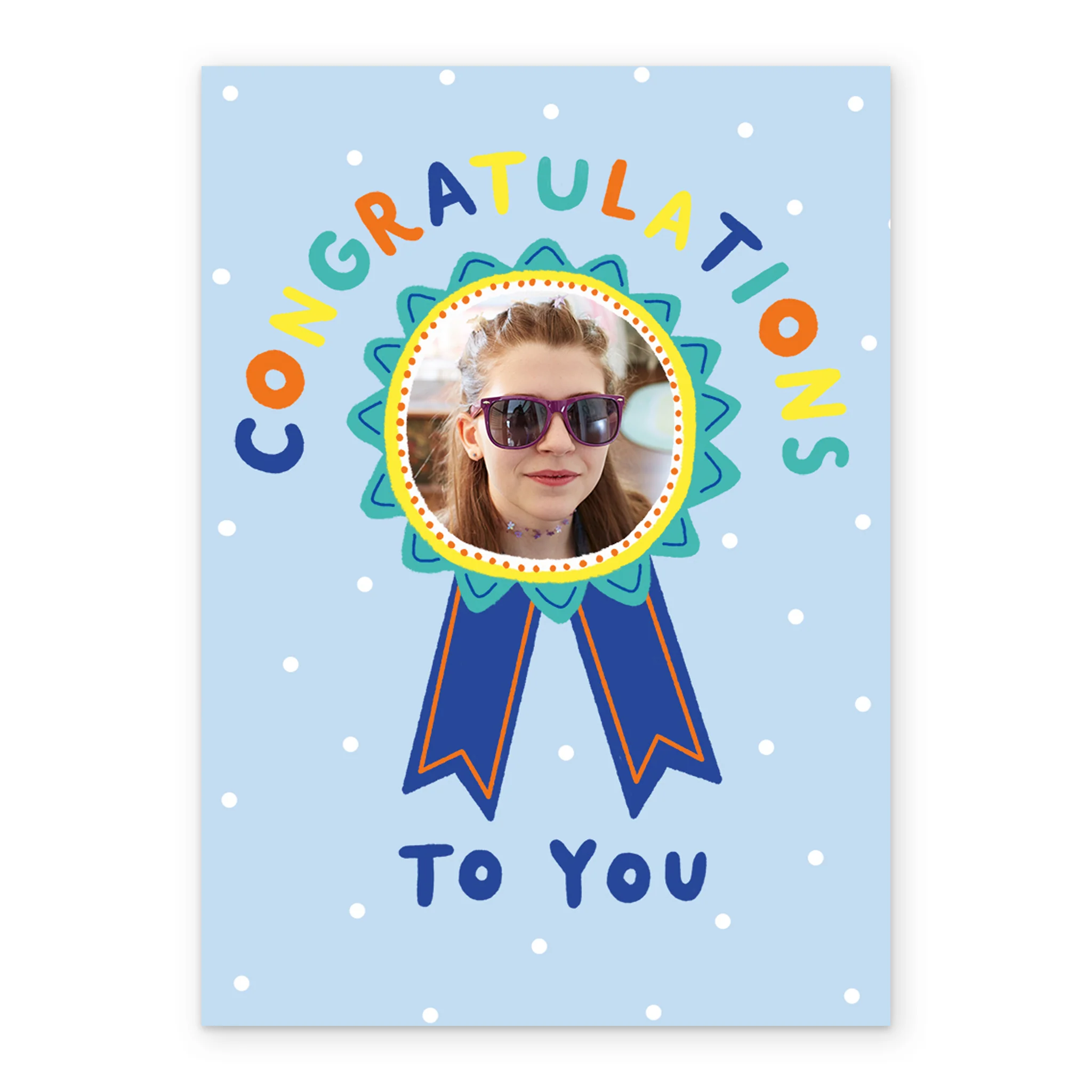 Personalised Photo Upload Rosette Congratulations Card - Image 2