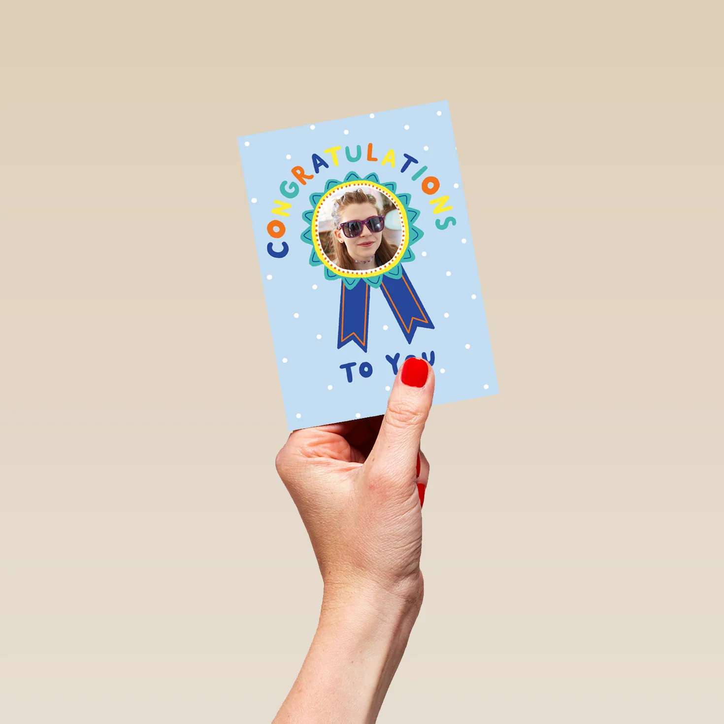Personalised Photo Upload Rosette Congratulations Card - Image 4